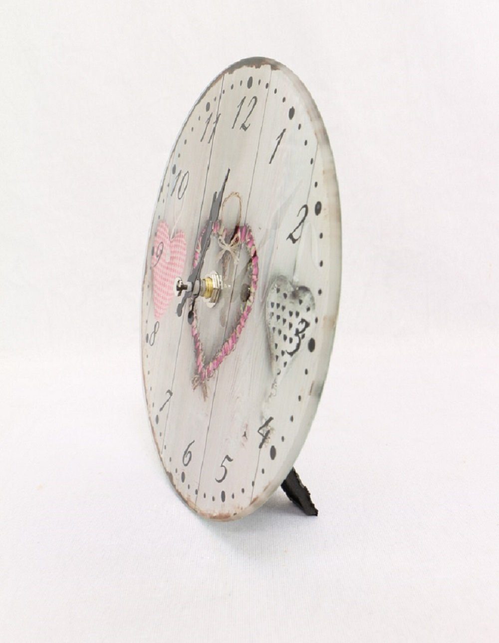 Linoows Uhr Wanduhr mit Herzen, 17 Glas aus cm Tischuhr