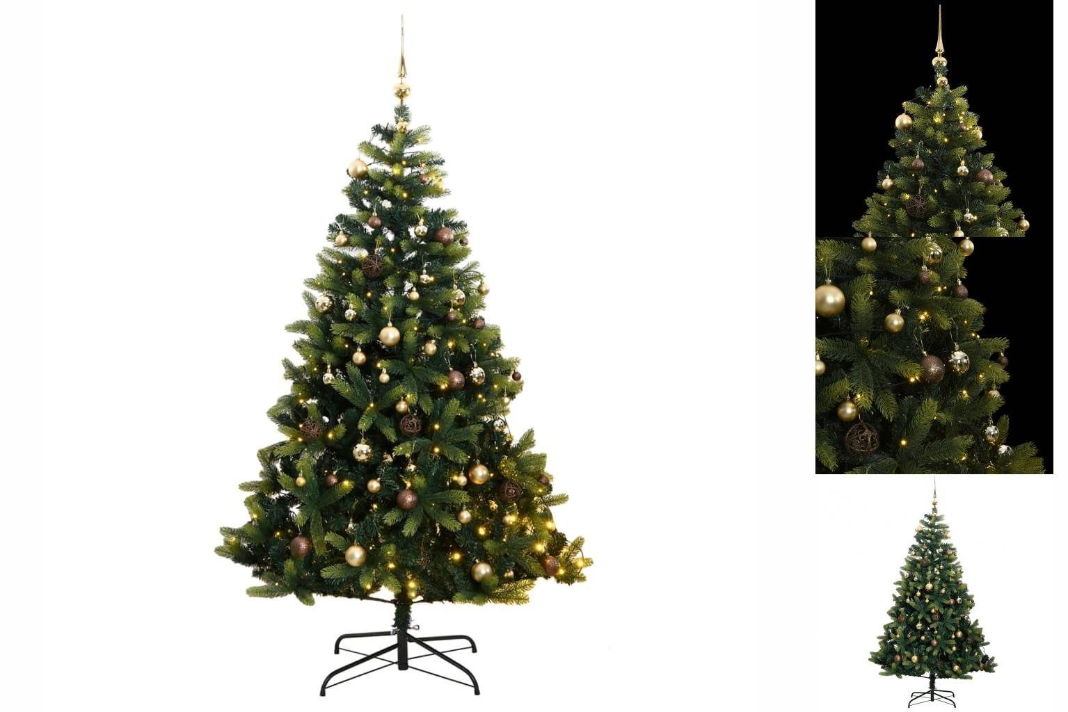 vidaXL Künstlicher Weihnachtsbaum Künstlicher Weihnachtsbaum Klappbar 150 LEDs Kugeln 150 cm