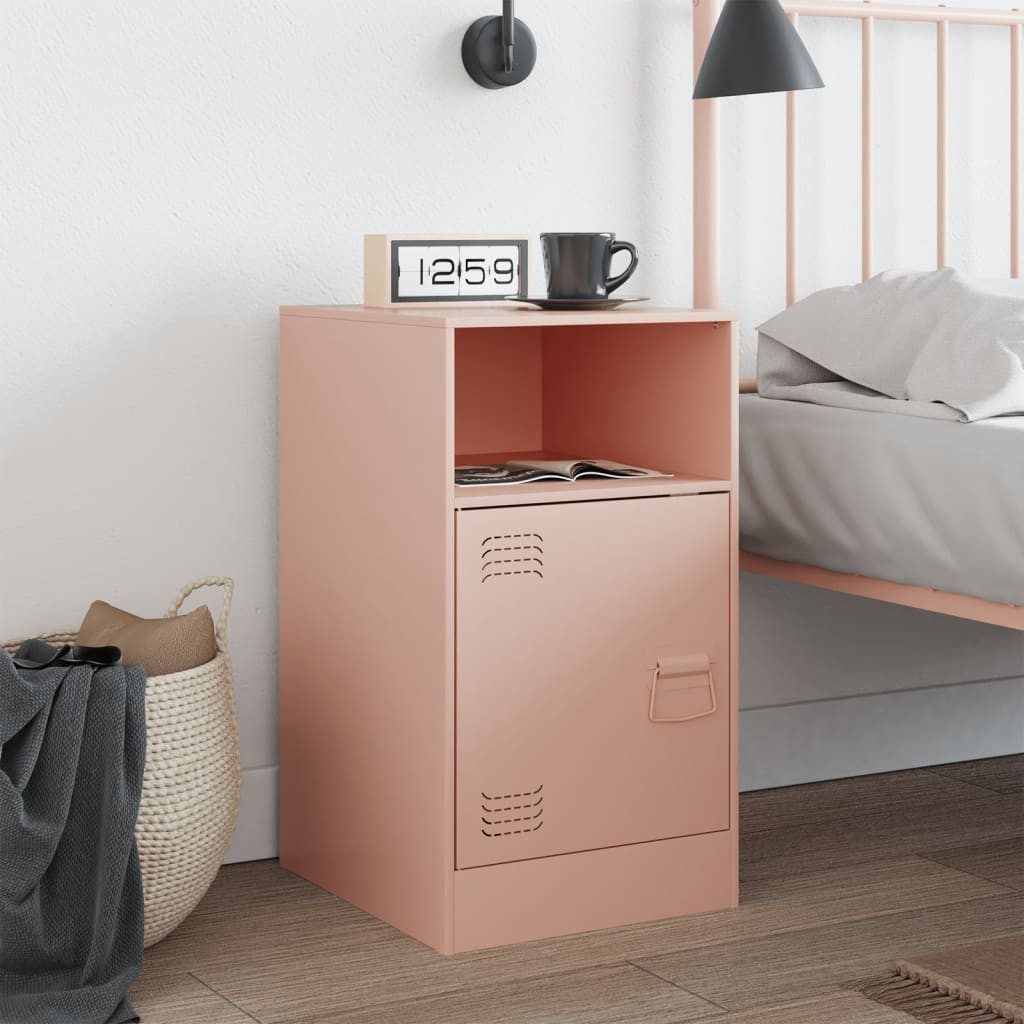 vidaXL Nachttisch Nachttisch Rosa 34,5x39x62 cm Stahl (1-St)