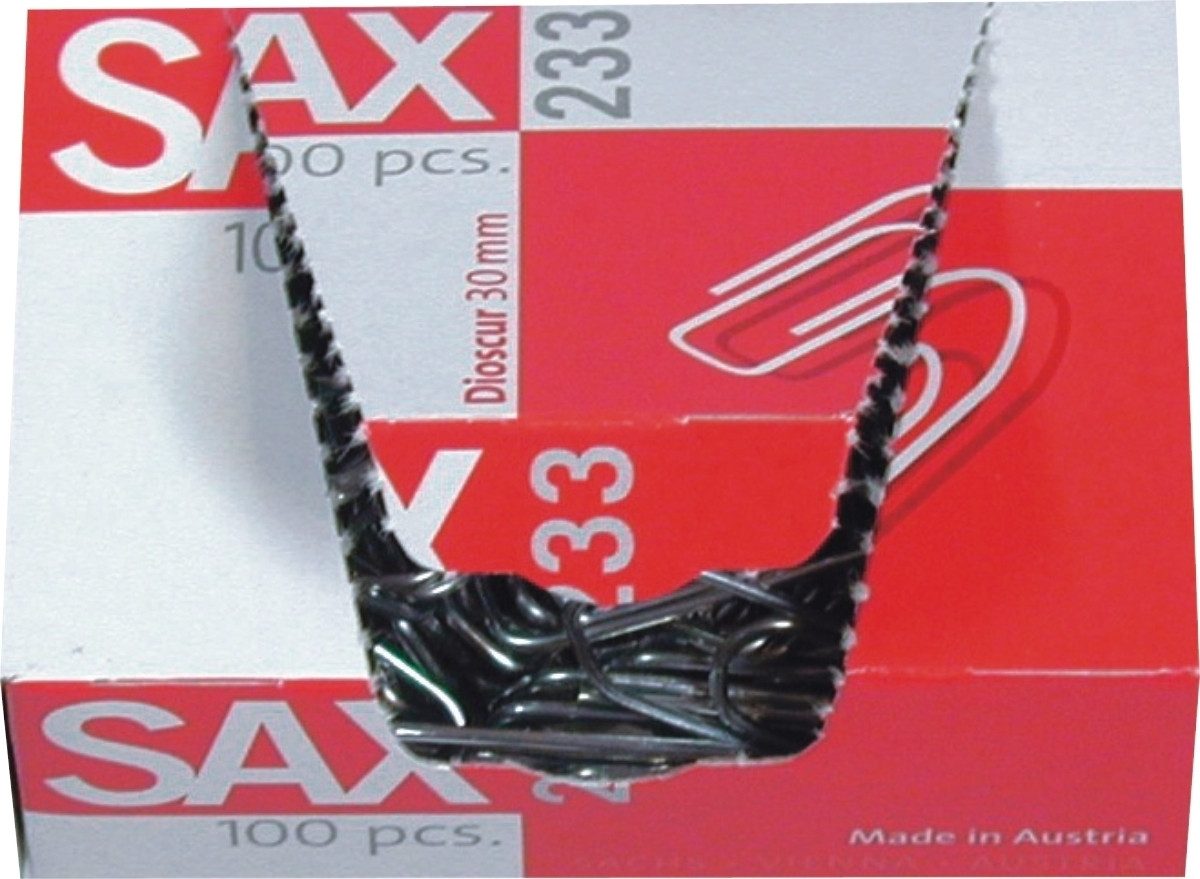 SAX Büroklammer Briefklammern 30mm verzinkt VE=100 Stück (10 Stück)