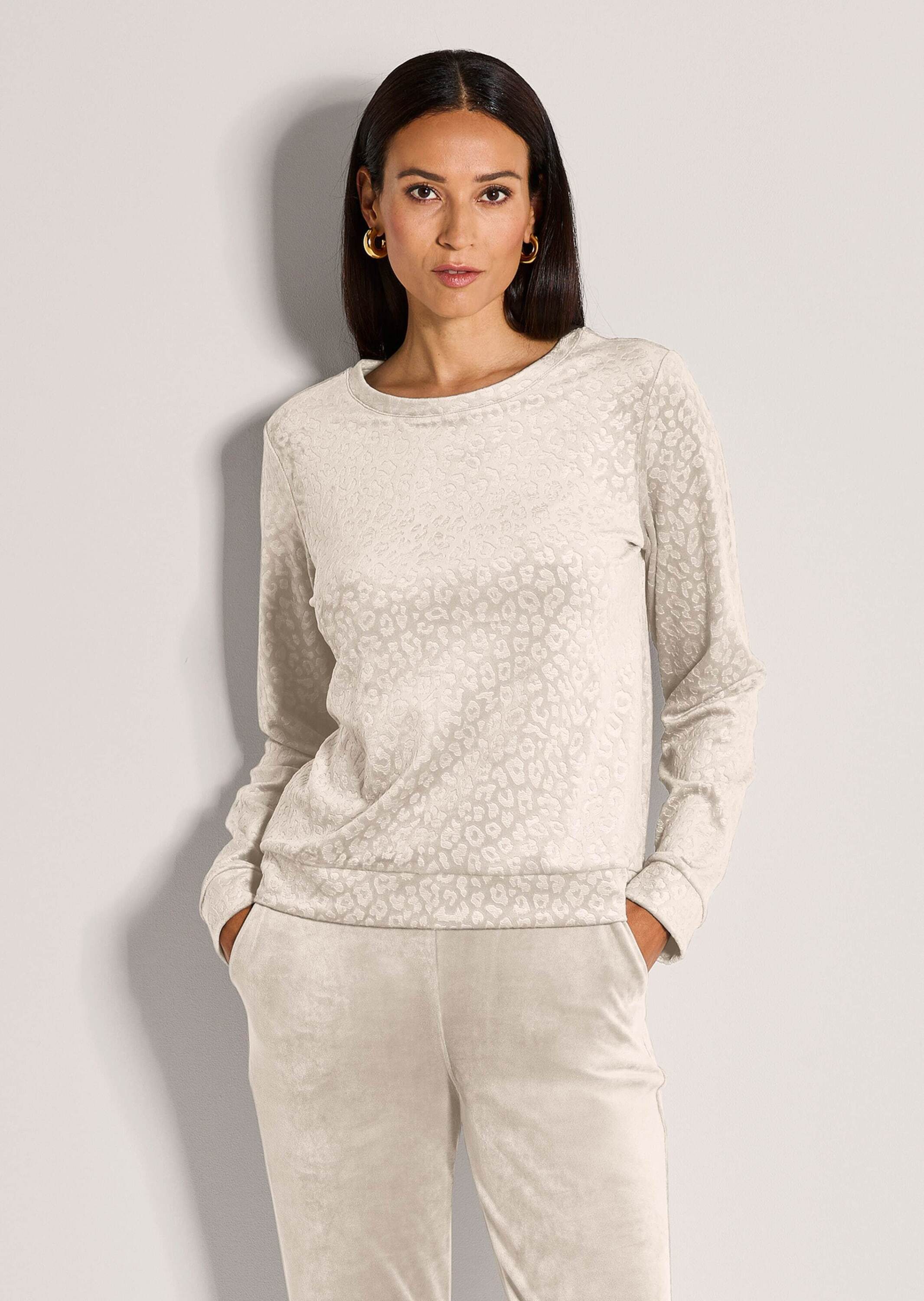 MADELEINE Langarmshirt Langarm Animal-Print Pullover Rundhalsshirt mit elastischen Bündchen, Animal-Muster