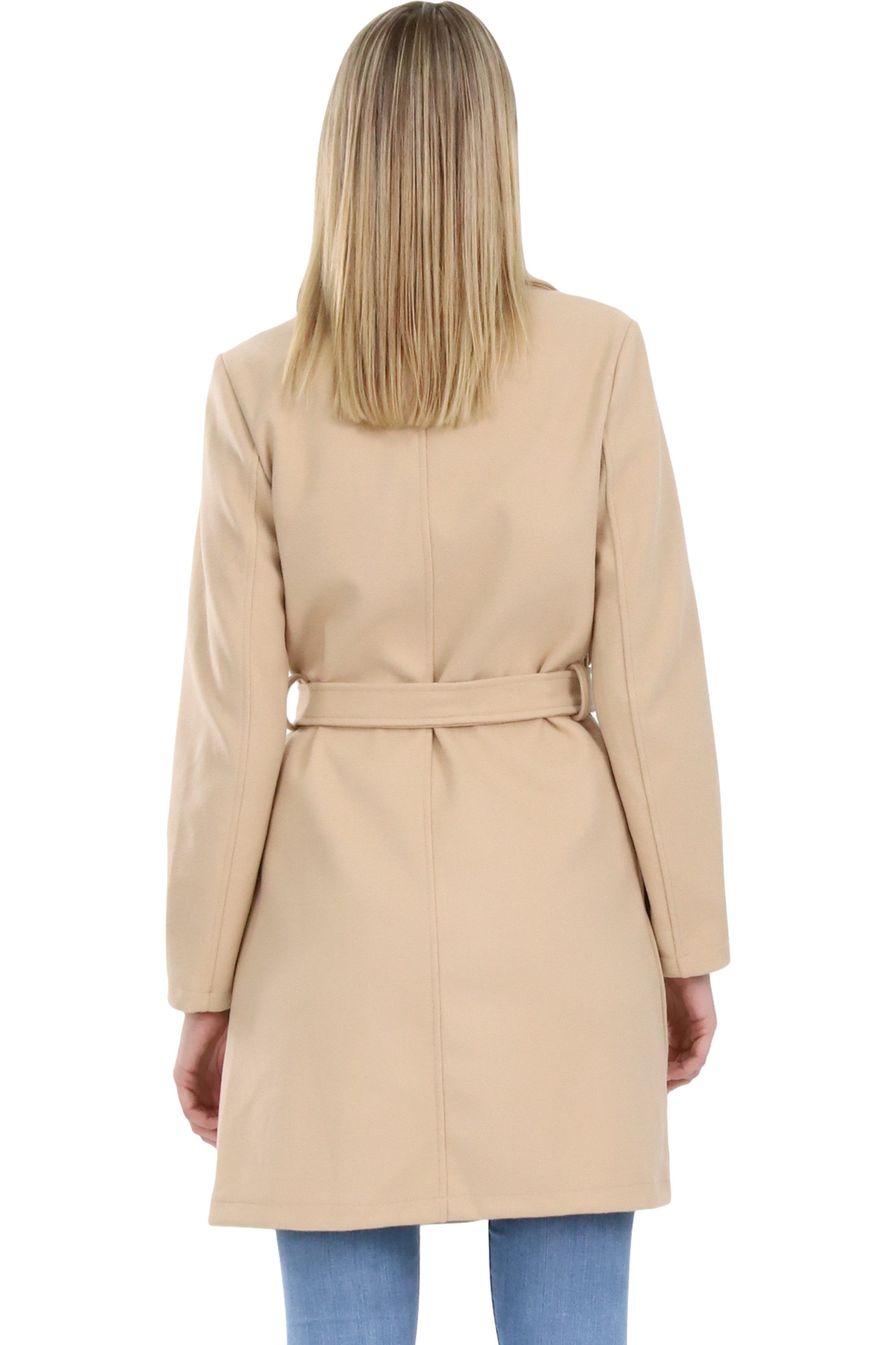 malito more than fashion Langmantel malito Damen Trenchcoat, schicker Wintermantel, klassische Jacke langer Trenchcoat Longjacke Übergangszeit