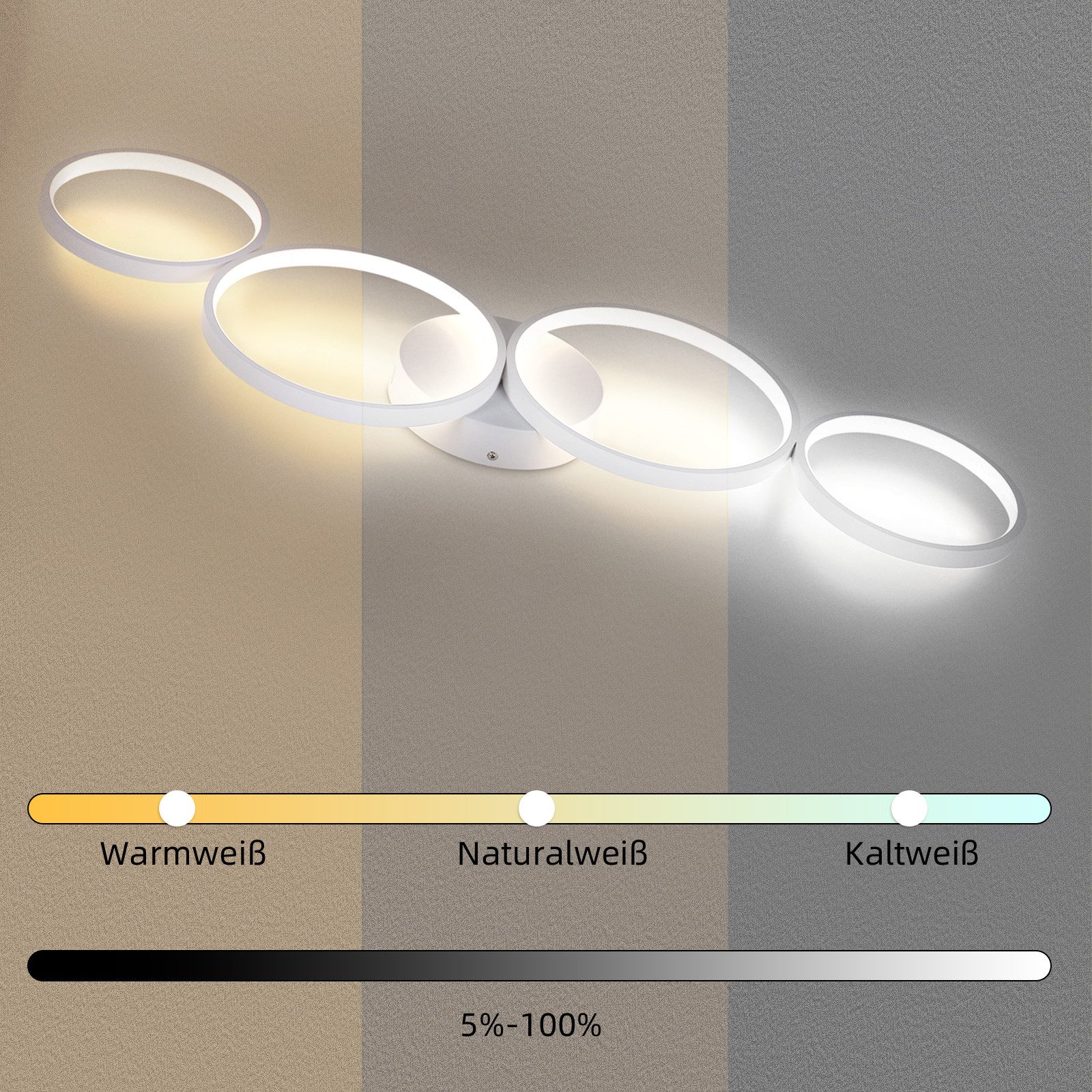 Nettlife LED Deckenleuchte Deckenleuchte 4 Flammig in Ringoptik, Dimmbar mi günstig online kaufen