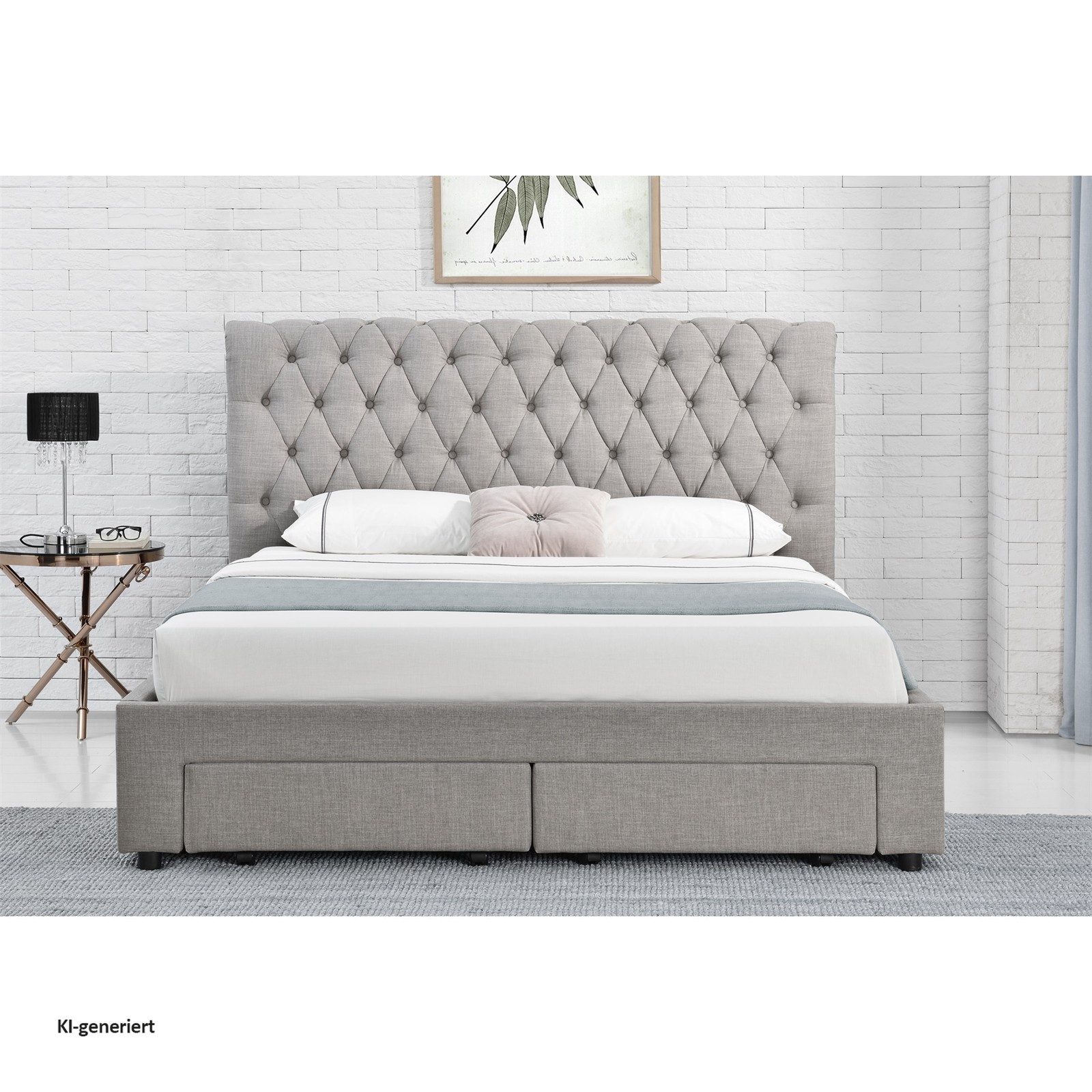 HTI-Line Bett Claire 180 (1 Stück, 1-tlg., 1x Bett Claire 180 mit Lattenrost, ohne Matratze und Dekoration), Doppelbett mit Lattenrost und Schubladen 180 x 200  – Bild 4 von 5