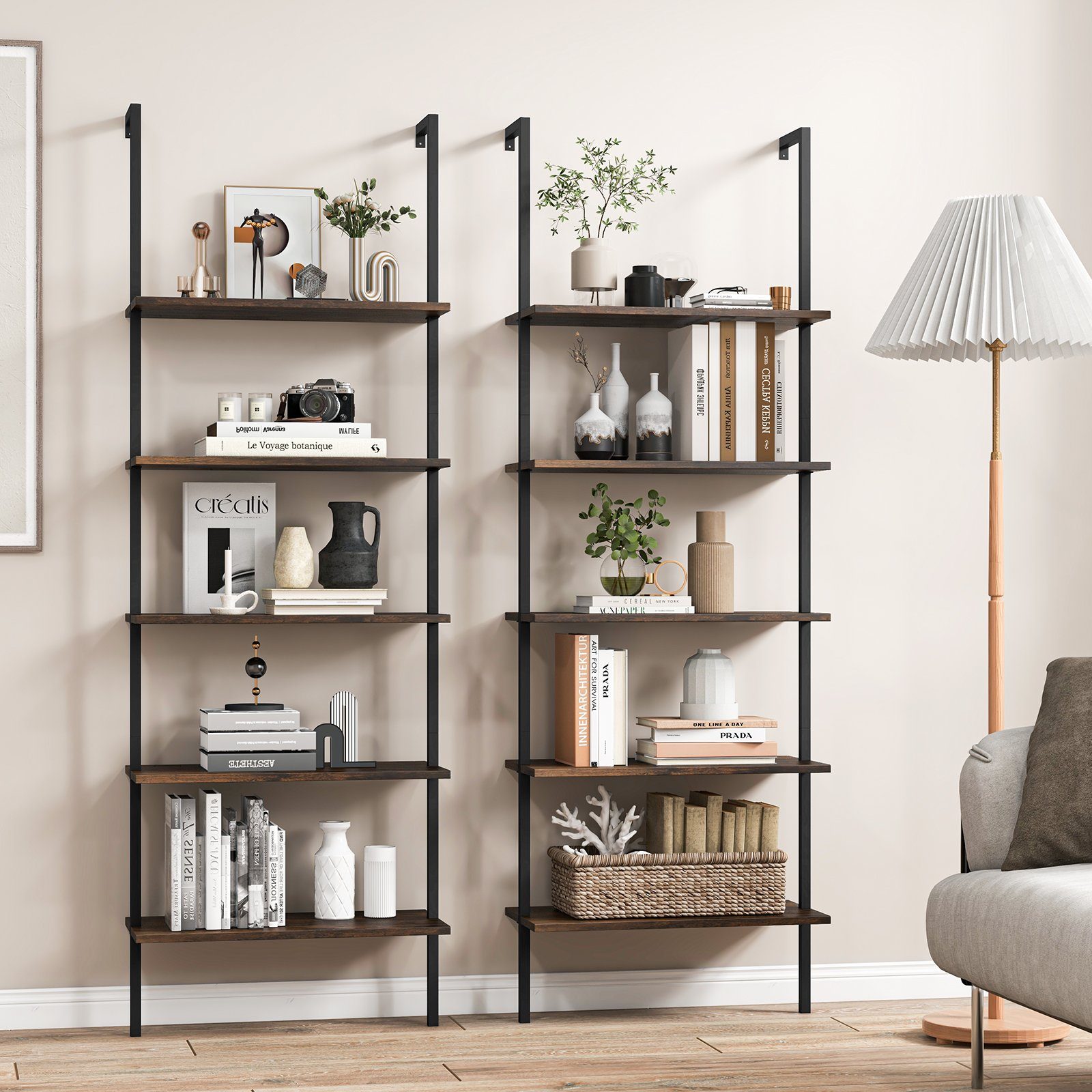 COSTWAY Leiterregal 5 Ebene Bücherregal günstig online kaufen