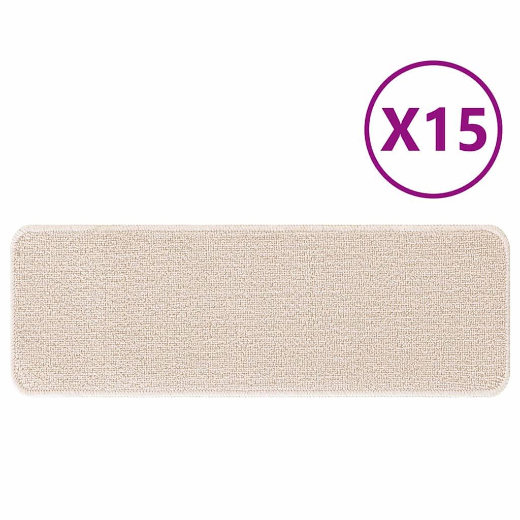 vidaXL Stufenmatte Treppenstufen 15 pcs Creme günstig online kaufen