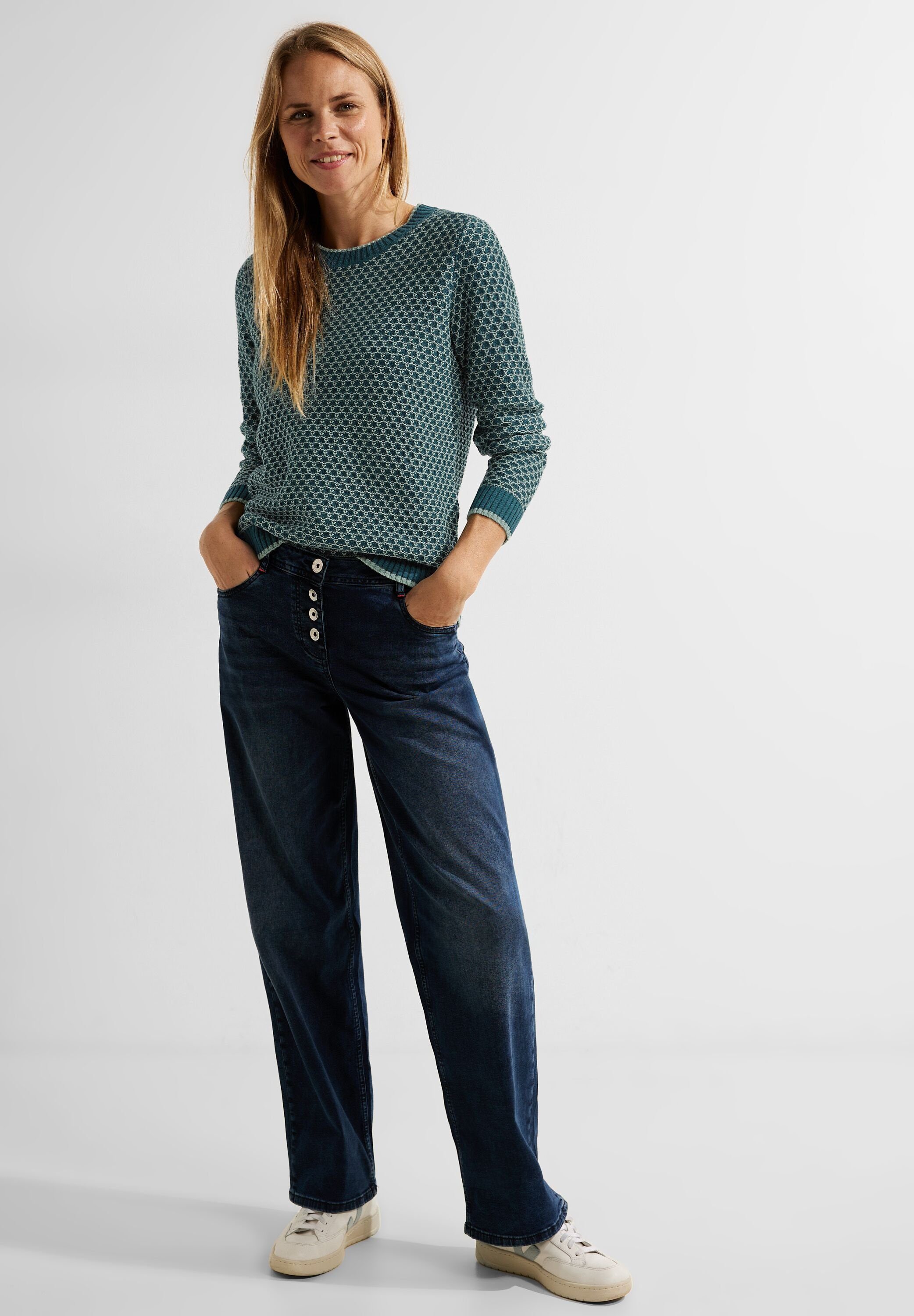 CECIL Rundhalspullover aus softem Materialmix