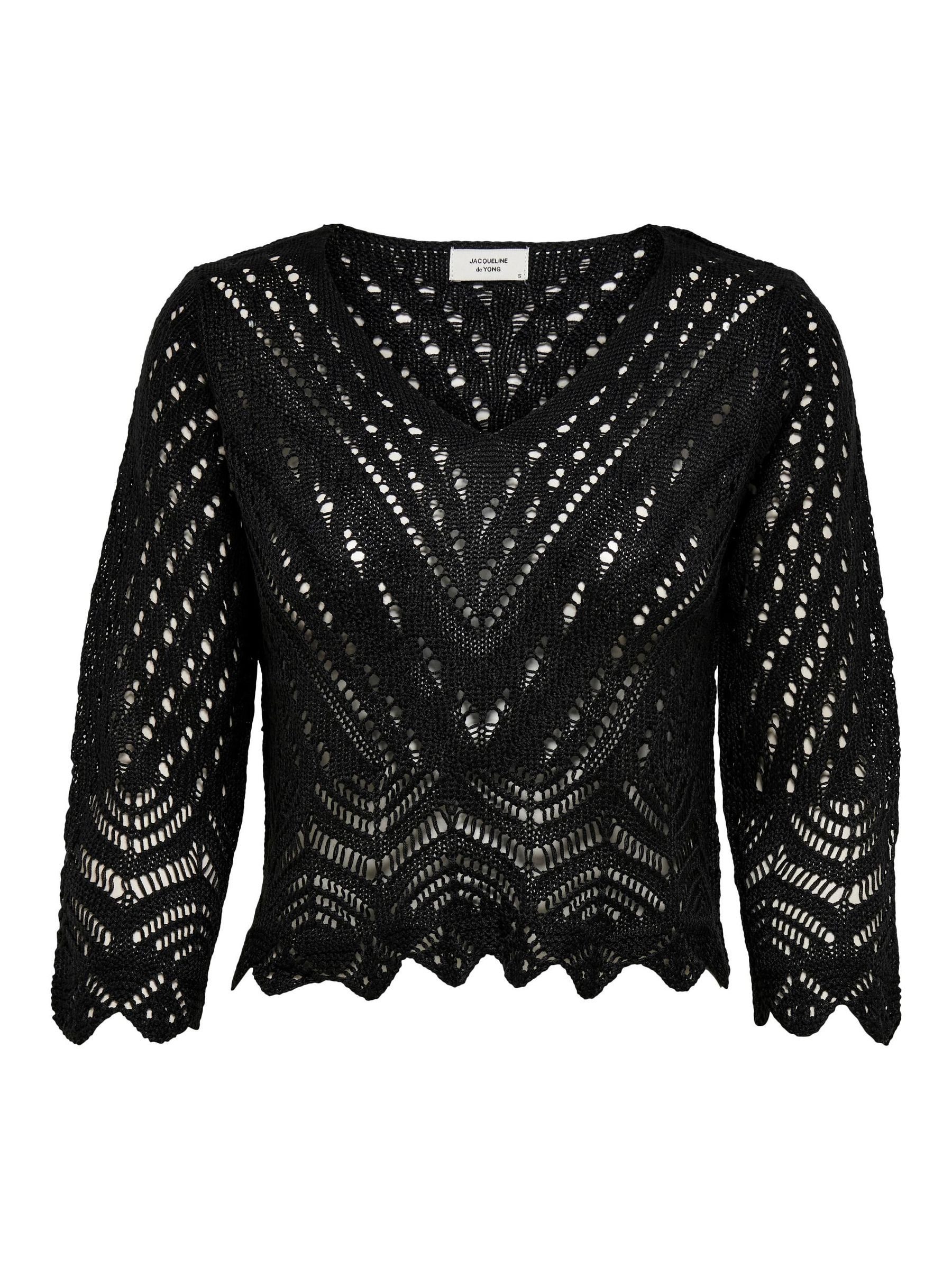 JACQUELINE de YONG Strickpullover Cropped 3/4 Arm Strick Spitzen Struktur J günstig online kaufen