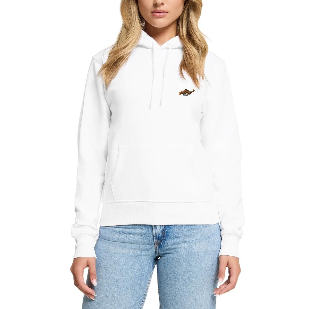 Spreadshirt Hoodie Pippi Langstrumpf Auf Der Lauer Stick Damen Premium Hoodie (1-tlg)