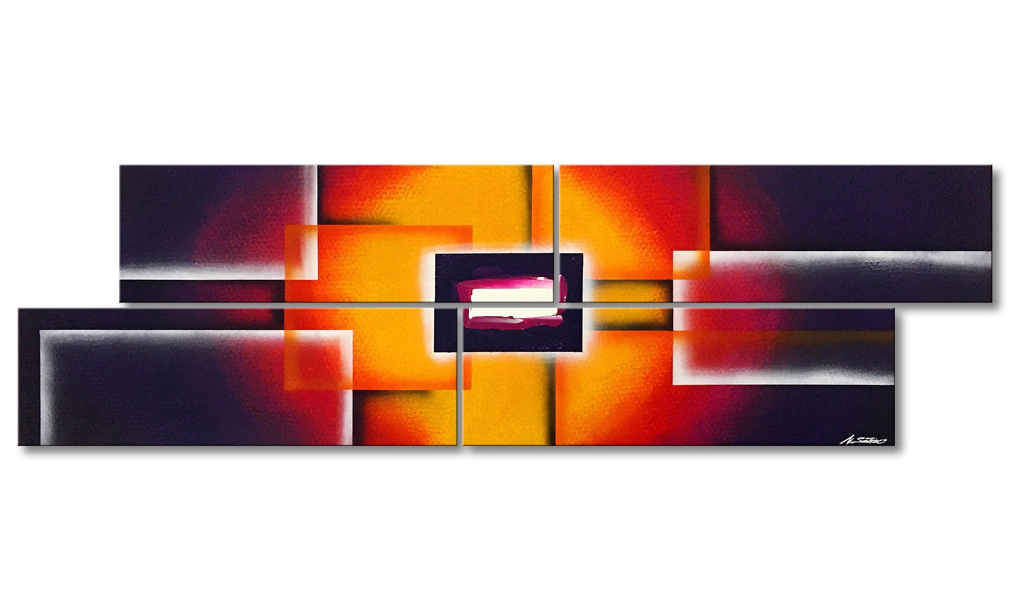 WandbilderXXL Gemälde Build Up 200 x 60 cm, Abstraktes Gemälde, handgemaltes Unikat