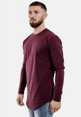 Blackskies T-Shirt Side Zip Langarm Longshirt T-Shirt Burgundy X-Large