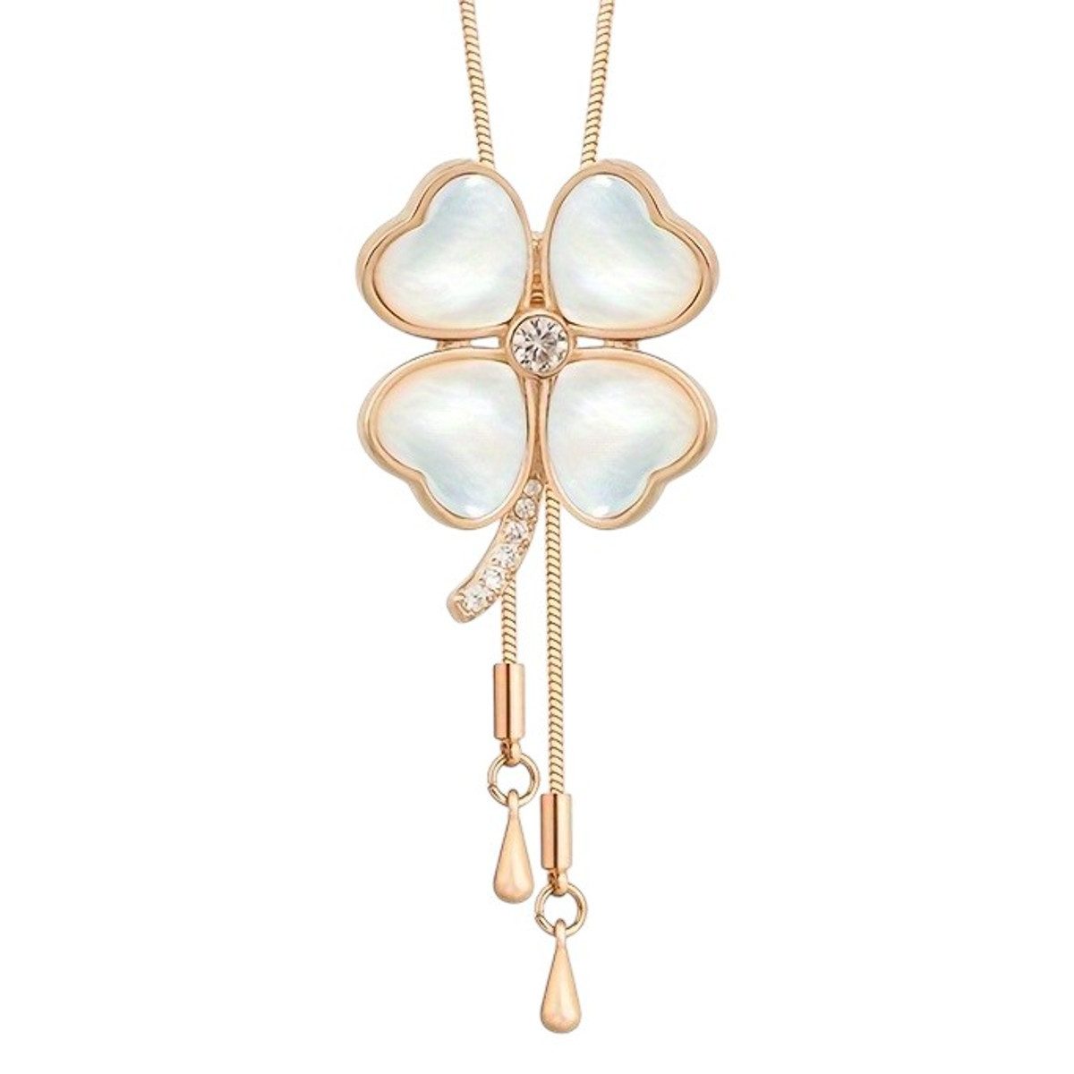 KARMA Y-Kette Lange Halskette Kleeblatt Gold Y-Kette Damenkette Pulloverket günstig online kaufen