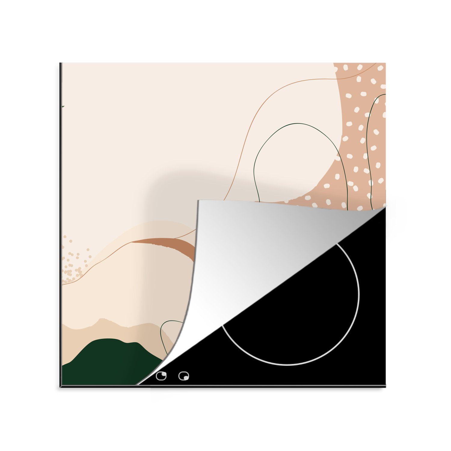 MuchoWow Herdblende-/Abdeckplatte Sand Arbeitsplatte (1 Ceranfeldabdeckung, für tlg), Grün - 78x78 Vinyl, küche - - cm, Abstrakt, Punkte