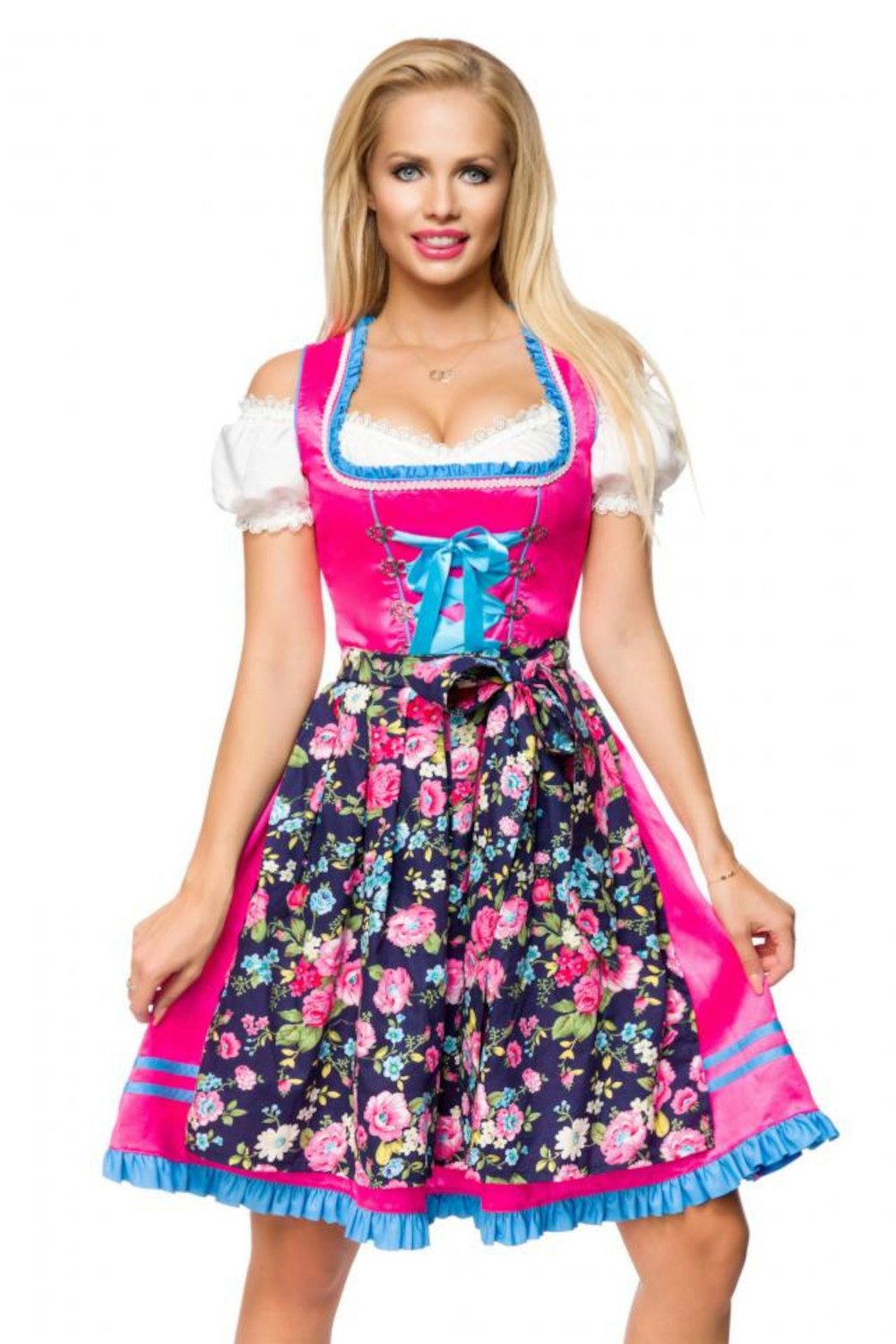 DIRNDLINE Dirndl Kleid Dirndl Tracht Wiesn Wasn Oktoberfest Pink Outfit Trachtenmode 2-tlg mehr