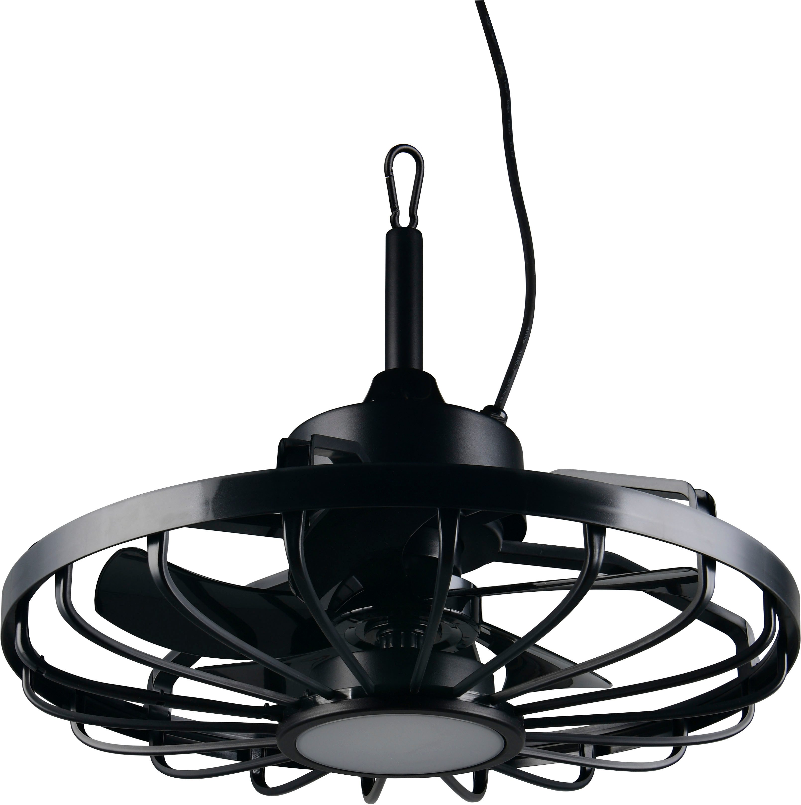 Reality Leuchten LED Deckenleuchte OSLO mit Ventilator, Deckenventilator mit Hängevorrichtung + 3m Kabel, CCT - über Fernbedienung, Dimmfunktion, Nachtlichtfunktion, Timerfunktion, Ventilatorfunktion, getrennt schaltbar, LED fest integriert, Farbwechsler, warmweiß - kaltweiß, outdoortauglicher Ventilator IP44 für Garten, Terrasse oder Bad Ø 51cm