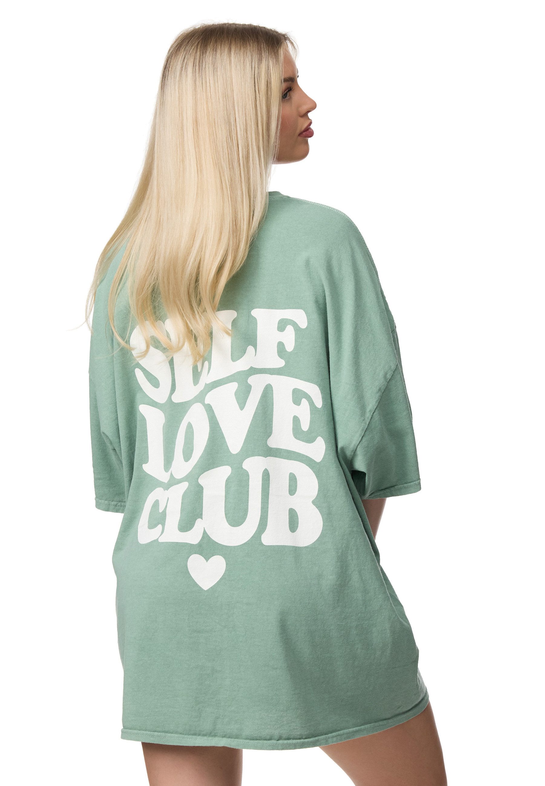 Worldclassca T-Shirt Worldclassca Oversized Print LOVE CLUB T-Shirt lang Sommer Oberteil