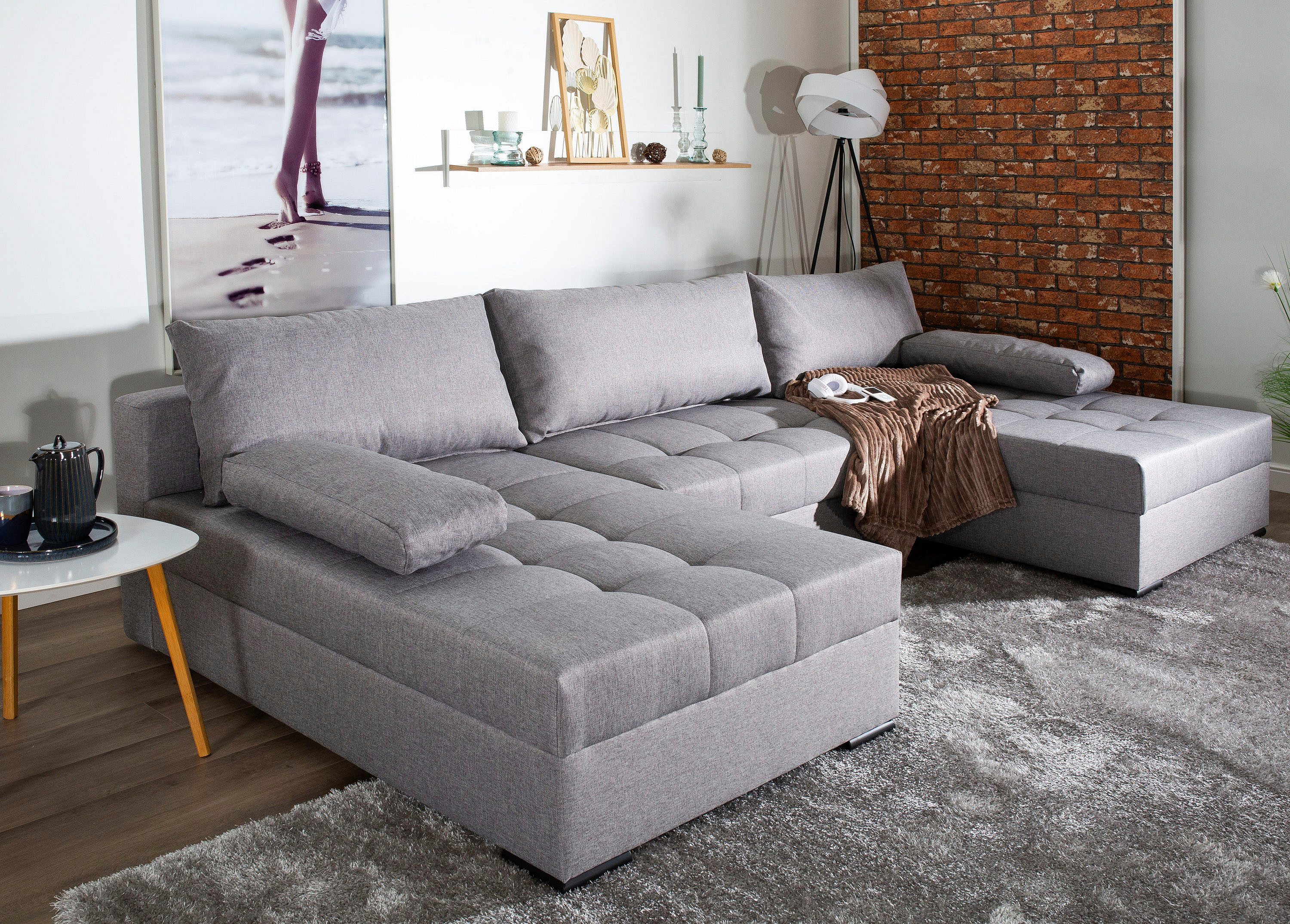 COLLECTION AB Wohnlandschaft "Josy U-Form, B: 307 cm" mit Bettfunktion & Be günstig online kaufen