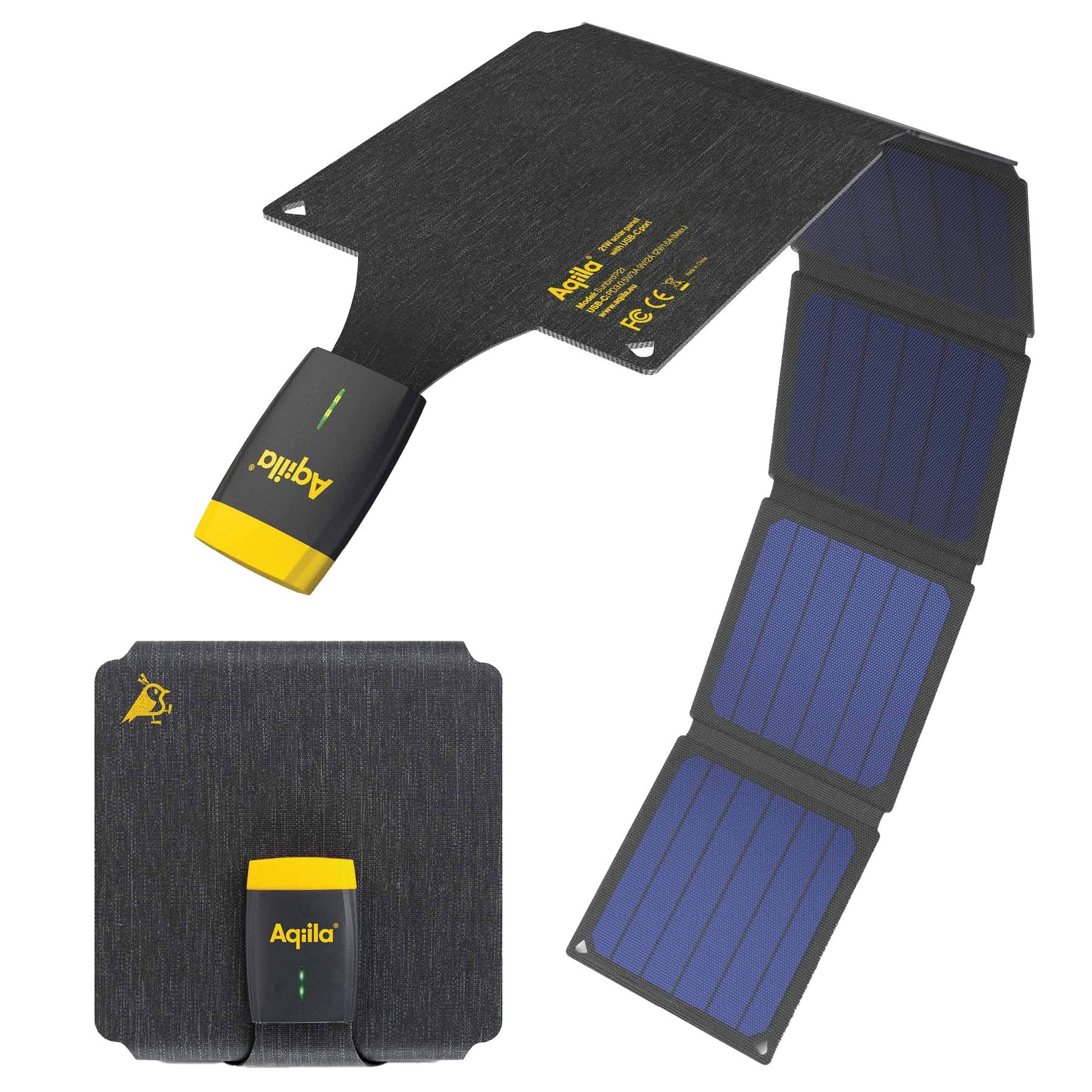 Aqiila AQIILA Solarpanel Sunbird P21, 21 W, USB-C, schwarz Solarladegerät