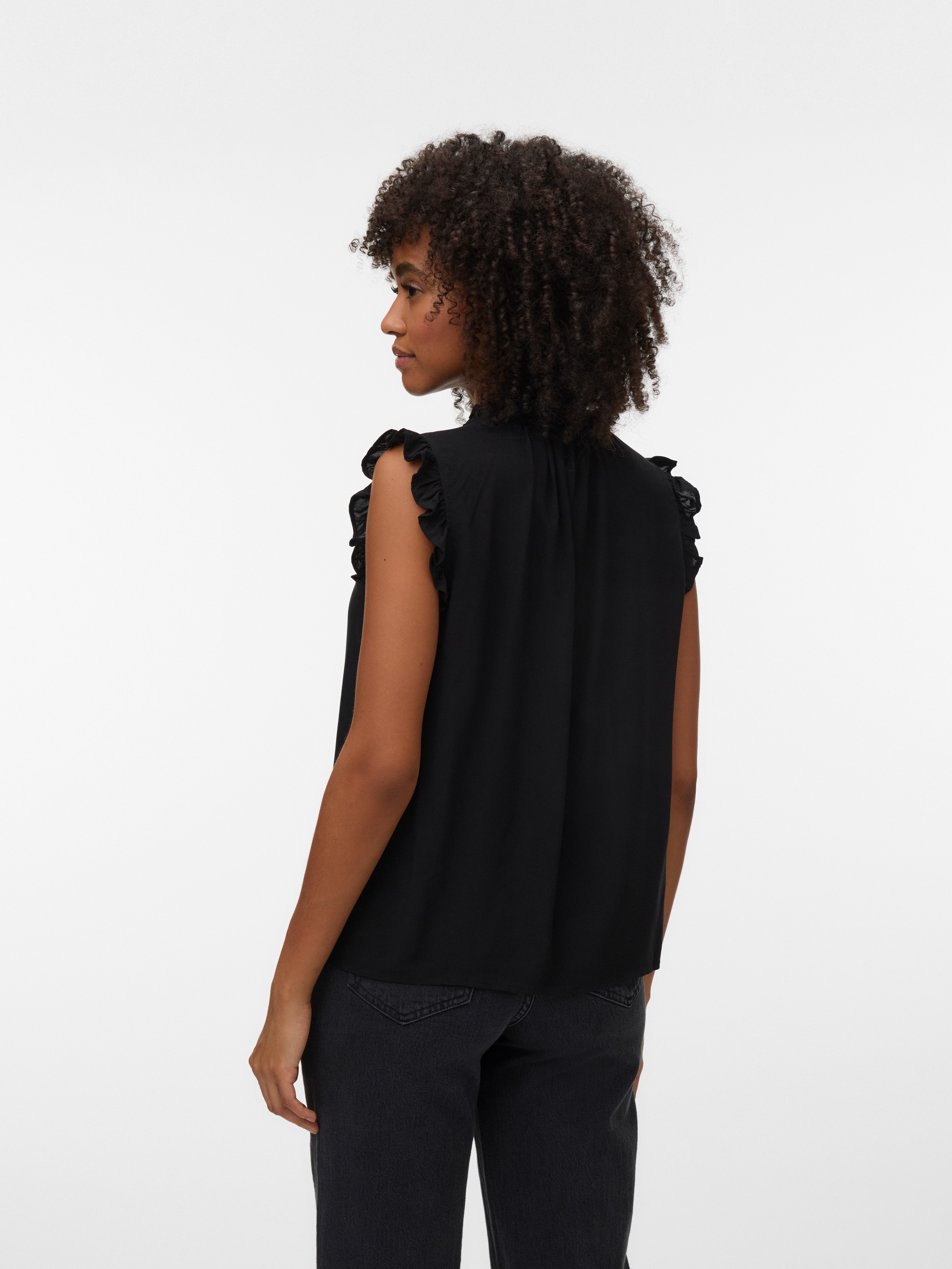 Vero Moda Rüschentop VMALBA SL FRILL TOP WVN NOOS Viskose