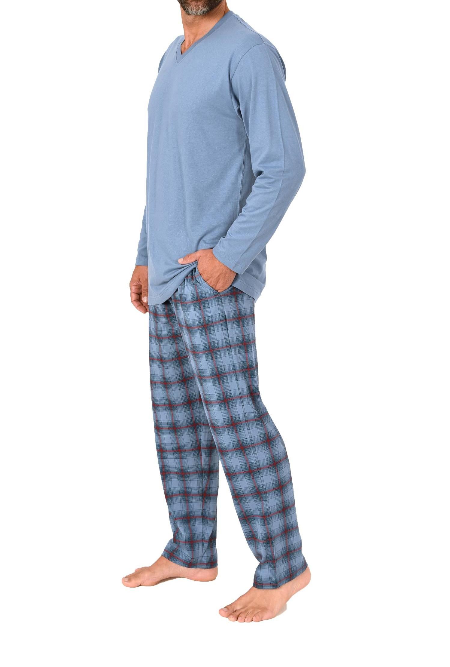 Normann Pyjama Normann Herren Schlafanzug lang mit Karo Hose - auch in Über günstig online kaufen