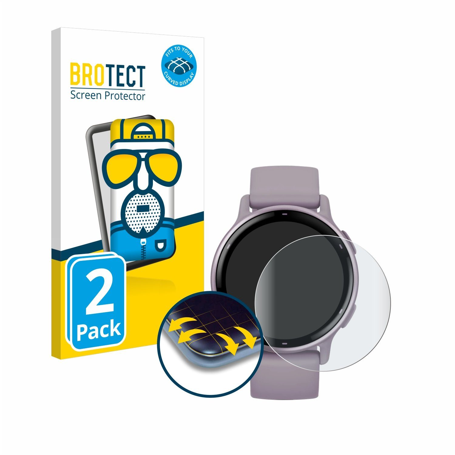 BROTECT Displayschutzfolie Fullscreen Schutzfolie für Garmin vivoactive 5, 2 Stück, Displayschutz Folie Fullcover Matt Entspiegelungsfolie