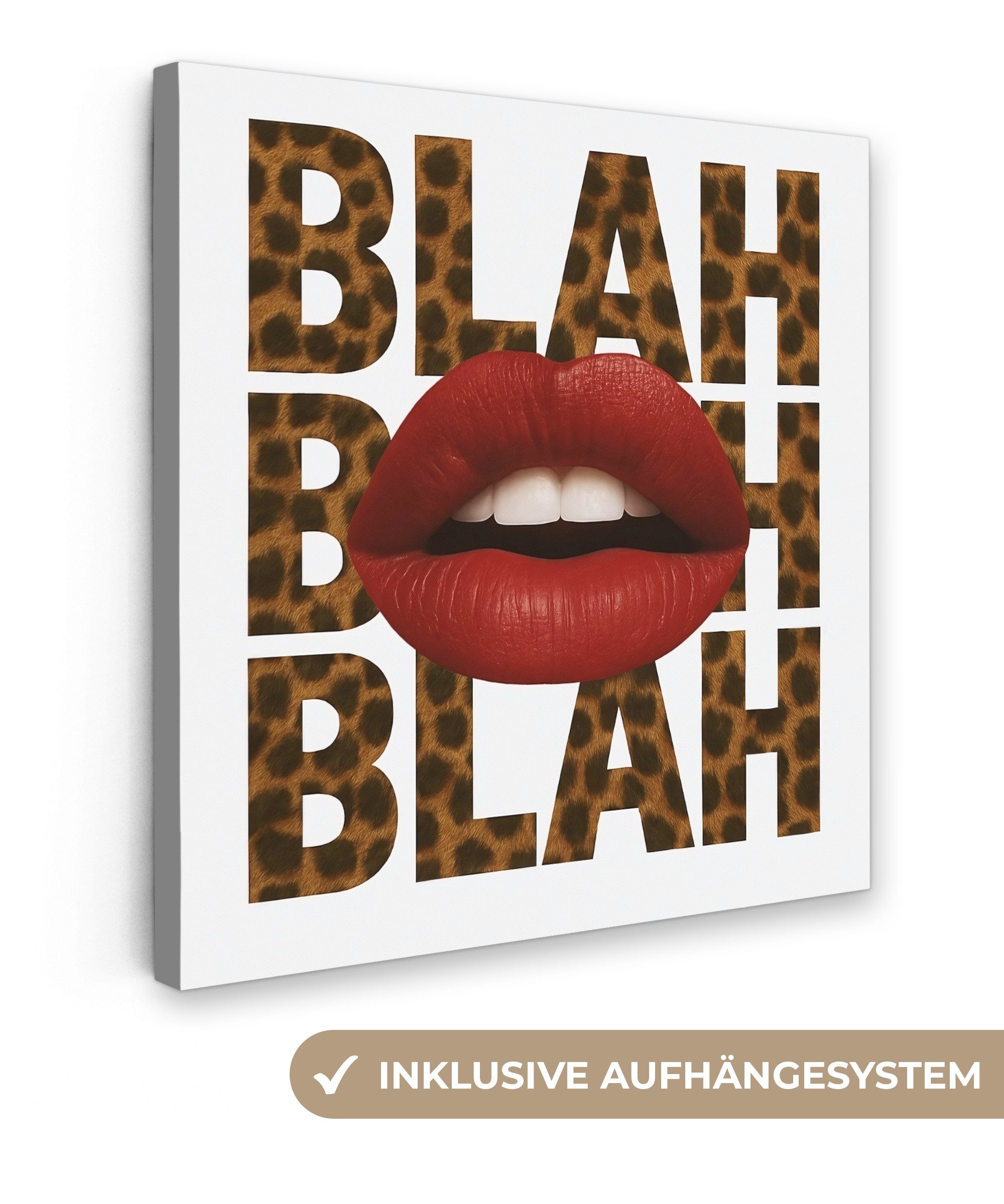 Leinwandbild Lippen - Rot - Zitat