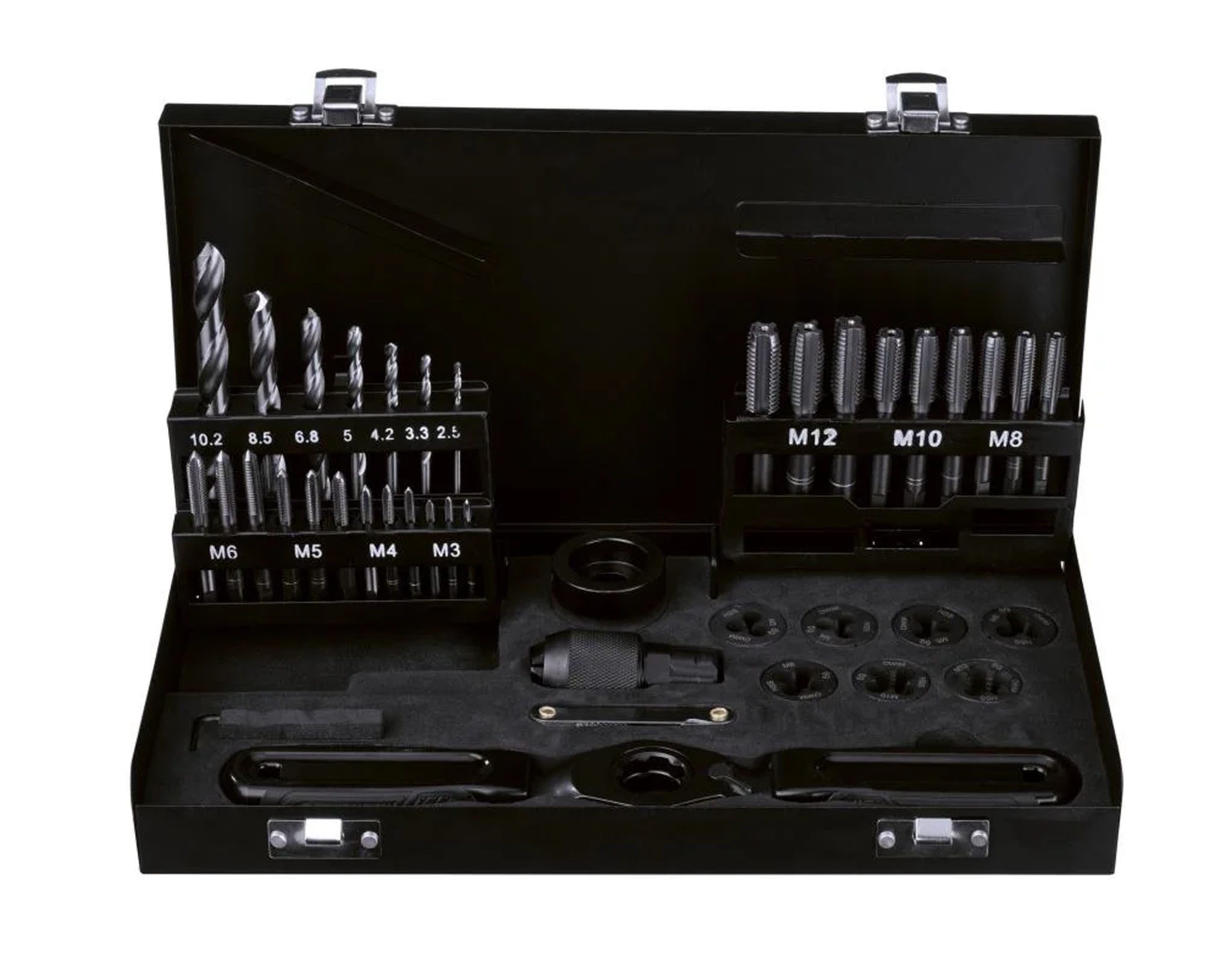 Parkside Bohrersatz Gewindebohrer Schneideisen Set Werkzeugset Aufbewahrungsbox 40tlg., (Set, 40 tlg)