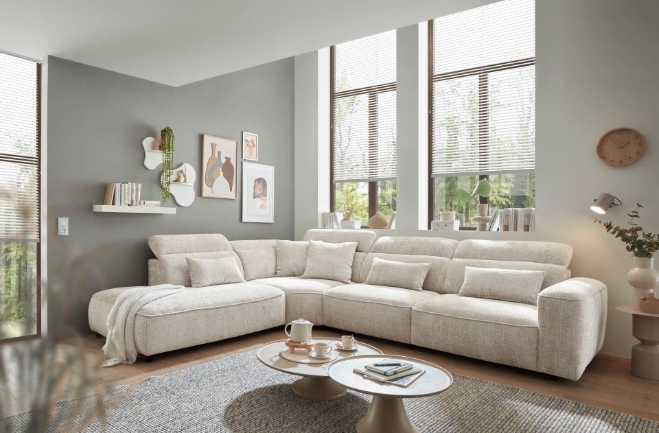 ED EXCITING DESIGN Ecksofa Mansfield, mit verstellbaren Kopflehnen