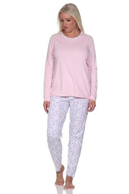 Normann Pyjama Verspielter Damen langarm Schlafanzug in tollem floralen Muster