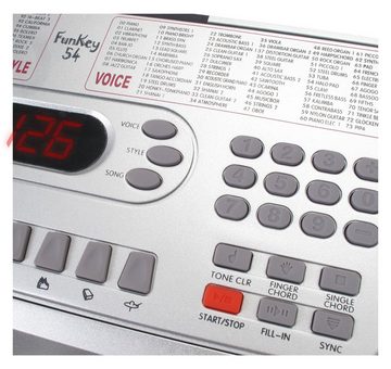 FunKey Home Keyboard FK-54 - 54 Tasten Kinder-Keyboard, (Schüler-Set, 2 tlg., inkl. Keyboardschule), Begleitautomatik mit 100 Rhythmen und Intelligent Guide