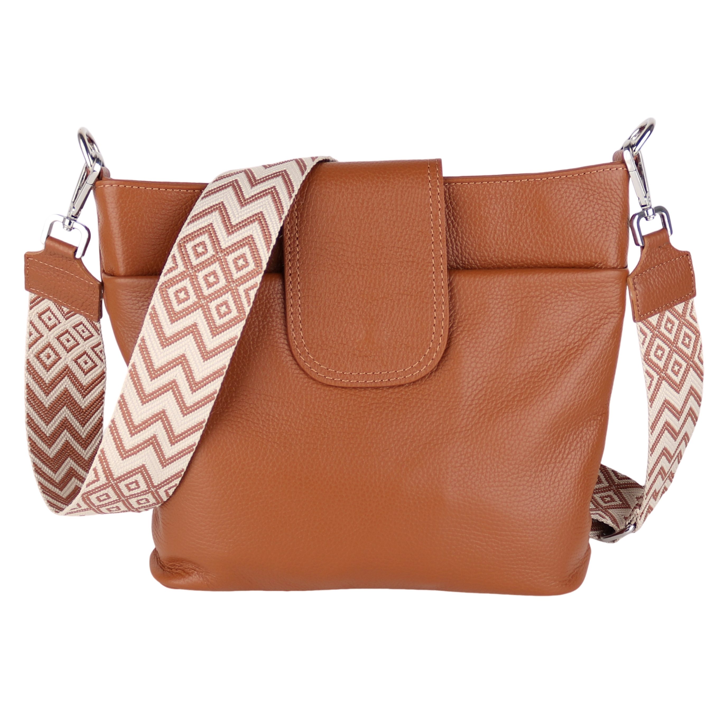MIRROSI Umhängetasche Damen, Crossbody Bag, Echtleder Made in Italy (1 Tasche mit 1 oder 2 Gurte), verstellbaren Schulterriemen), 30x24,50x9cm (BXHXT) viel Stauraum