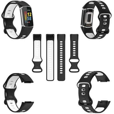 Wigento Smartwatch-Armband Für Fitbit Charge 6 / 5 Silikon Uhr Watch Smart Sport Armband Muster 1