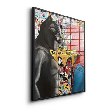 DOTCOMCANVAS® Acrylglasbild Batman vs. Spider-Man - Acrylglas, Acrylglasbild Batman vs Spider-Man Comic Cartoon Wandbild interior