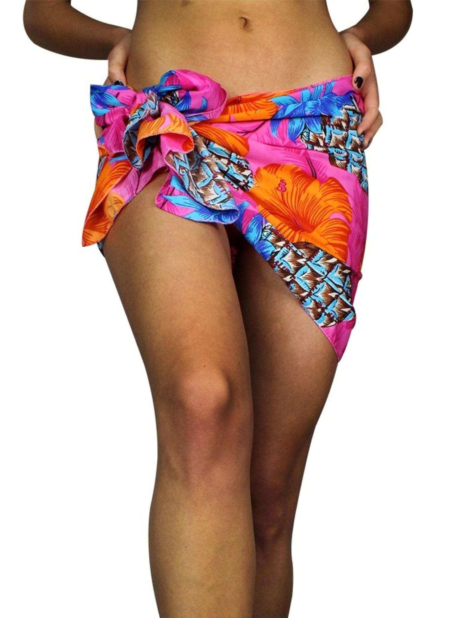 King Kameha Sarong Pineapple Hibiscus Funky Hawaii-Sarong Pareo Cover-Up Strand Bikini, Pareo Cover-Up