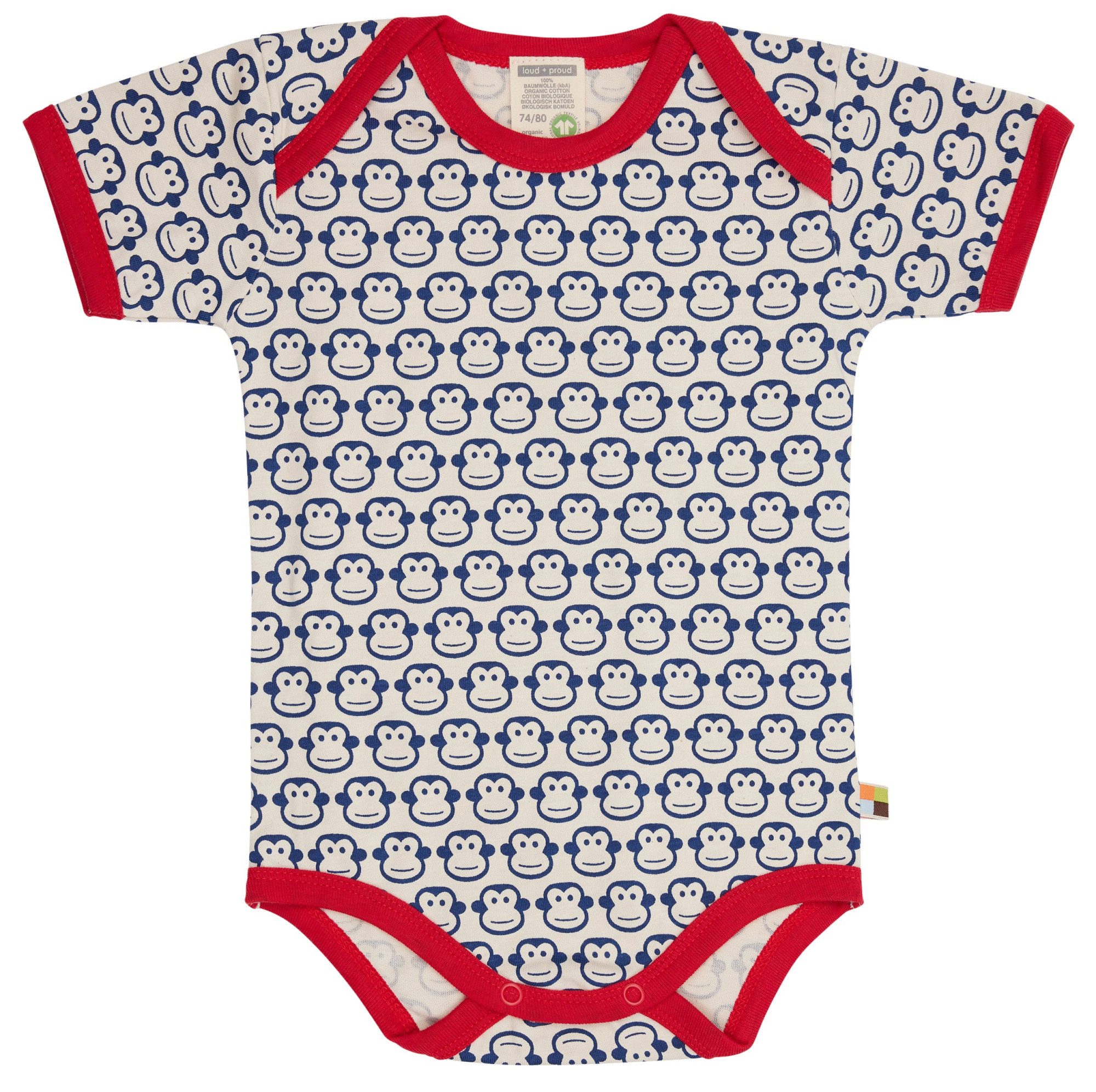 loud + proud Kurzarmbody mit Druckmotiv Affen Bio Baumwolle, GOTS