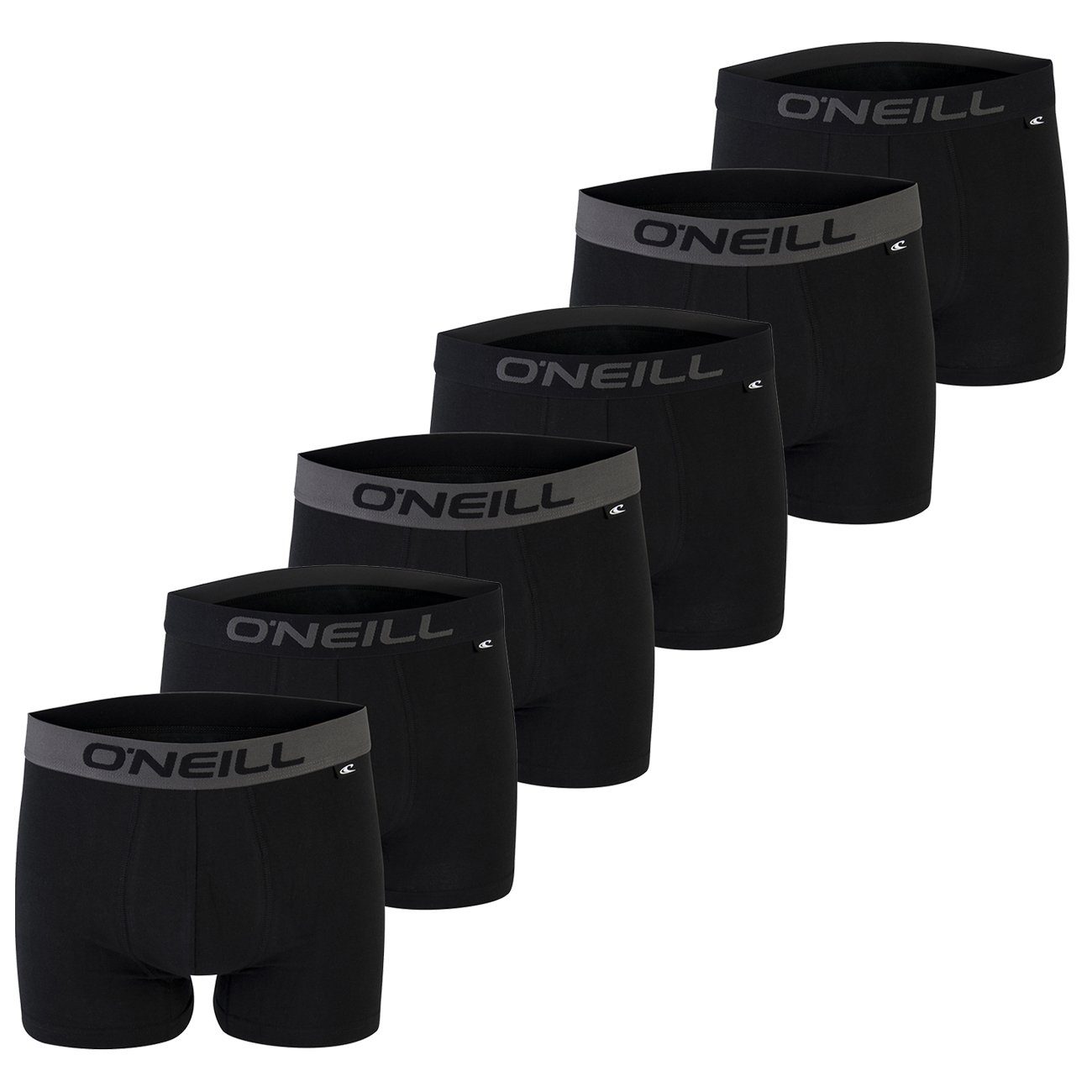 O'Neill Boxershorts Men boxer O'Neill plain Multipack (6-St) mit Logo Webbund 6x Black (6969P)