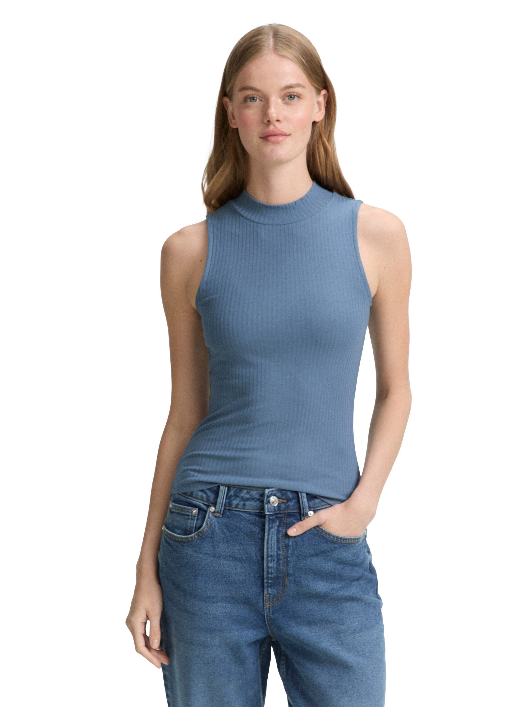 TOM TAILOR Denim T-Shirt mit Rippstruktur günstig online kaufen