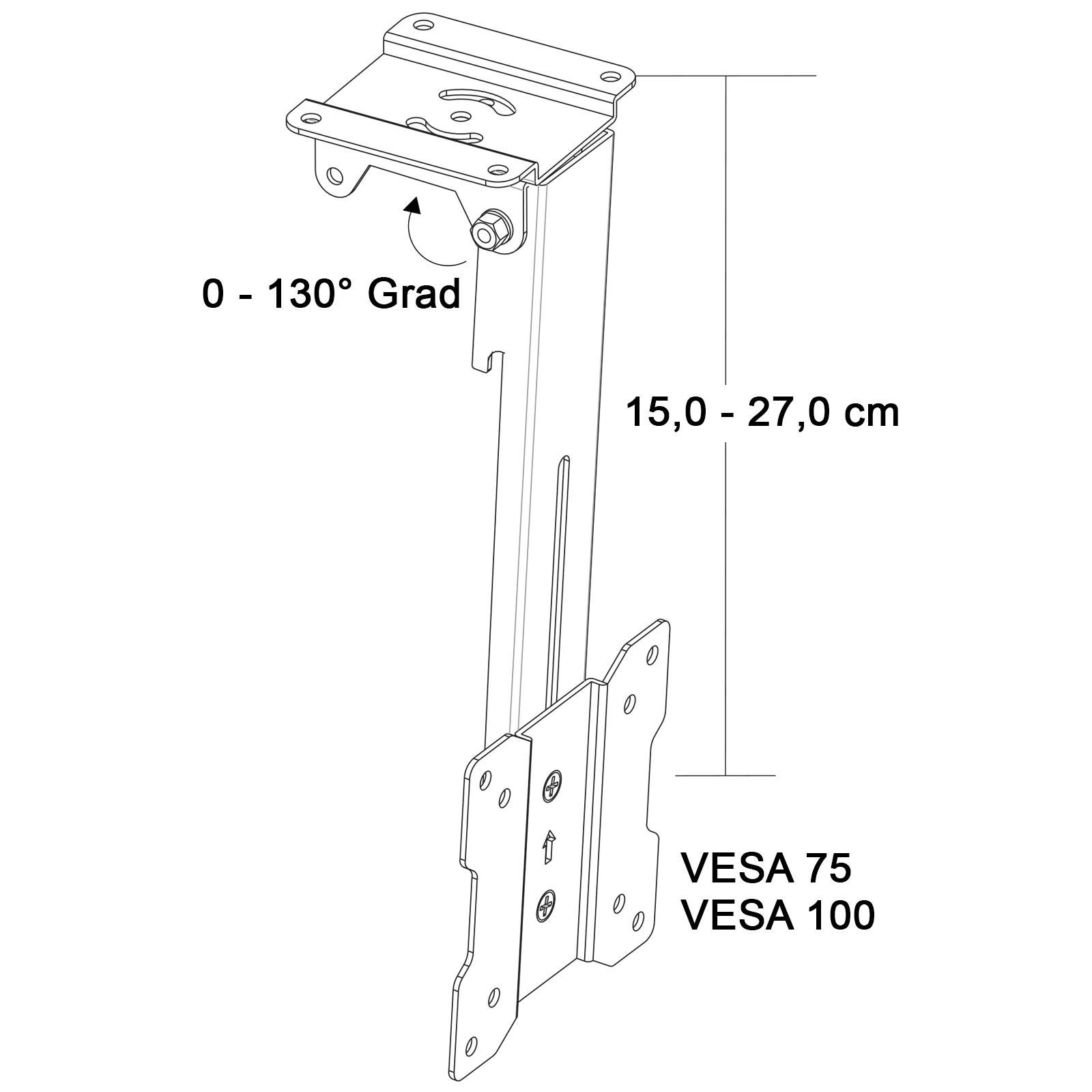 Drall Instruments L87B TV-Deckenhalterung, (bis Monitor schwenkbar Decke 22 Zoll, 1, 1-tlg., klappbar Dachschräge Deckenhalter) für drehbar