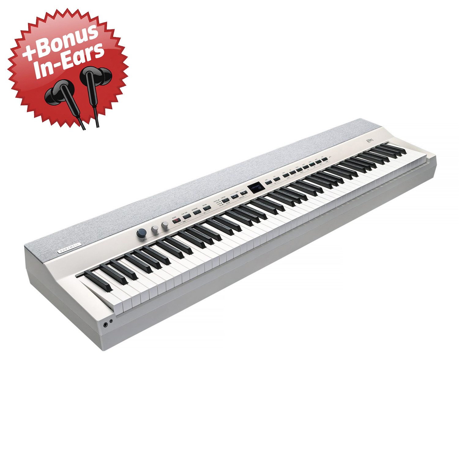 Kurzweil Stage-Piano Kurzweil Stage Piano KAP1-WH 88 Tasten + Bonus In-Ear Kopfhörer (Digitalpiano, weiß)