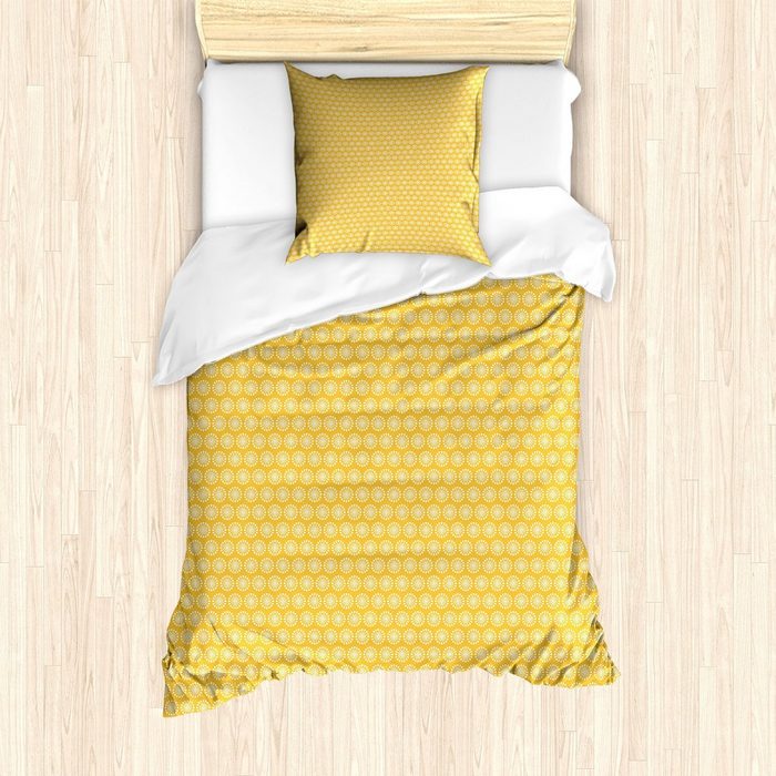 Bettwäsche Milbensicher Allergiker geeignet mit Kissenbezug Abakuhaus Microfaser Gelb und Weiß Shabby Blossom