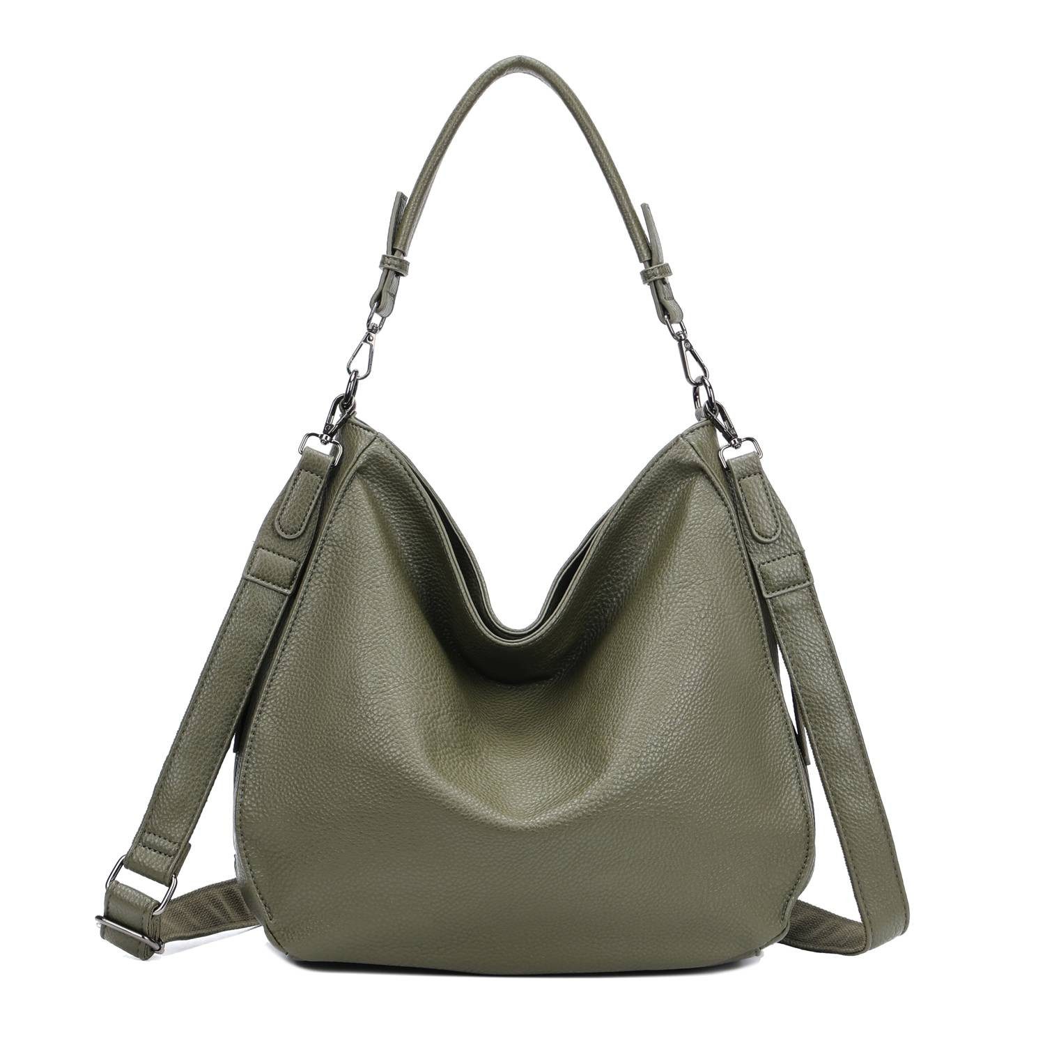 ITALYSHOP24 Schultertasche DAMEN TASCHE SHOPPER Hobo Cross Over Bag Reisetasche Umhängetasche, LEDER OPTIK Beuteltasche Cross body für Schule Reise Freizeit Urlaub