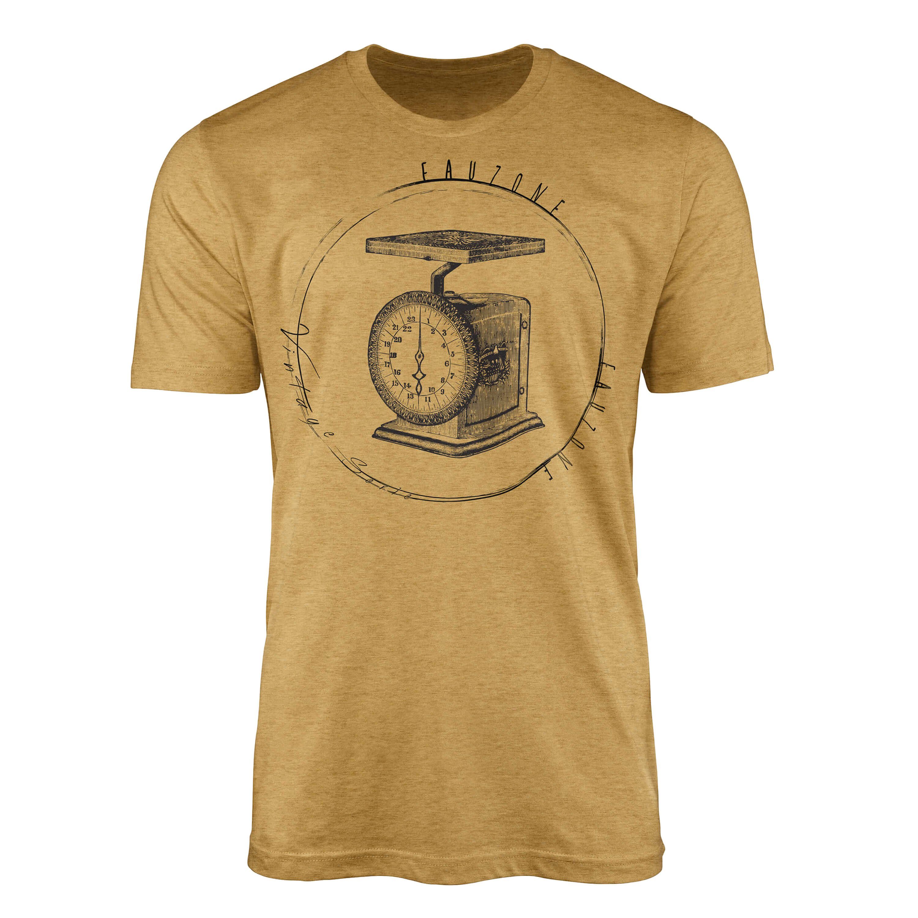 Sinus Art T-Shirt Vintage Herren T-Shirt Küchenwaage Antique Gold