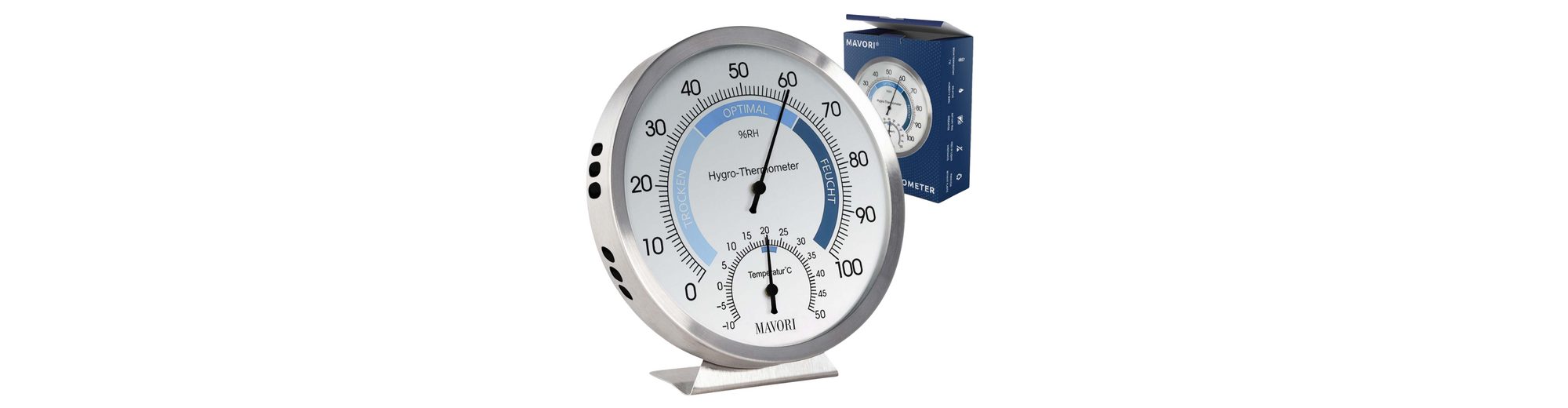 MAVORI Hygrometer »und Thermometer aus hochwertigem Edelstahl
