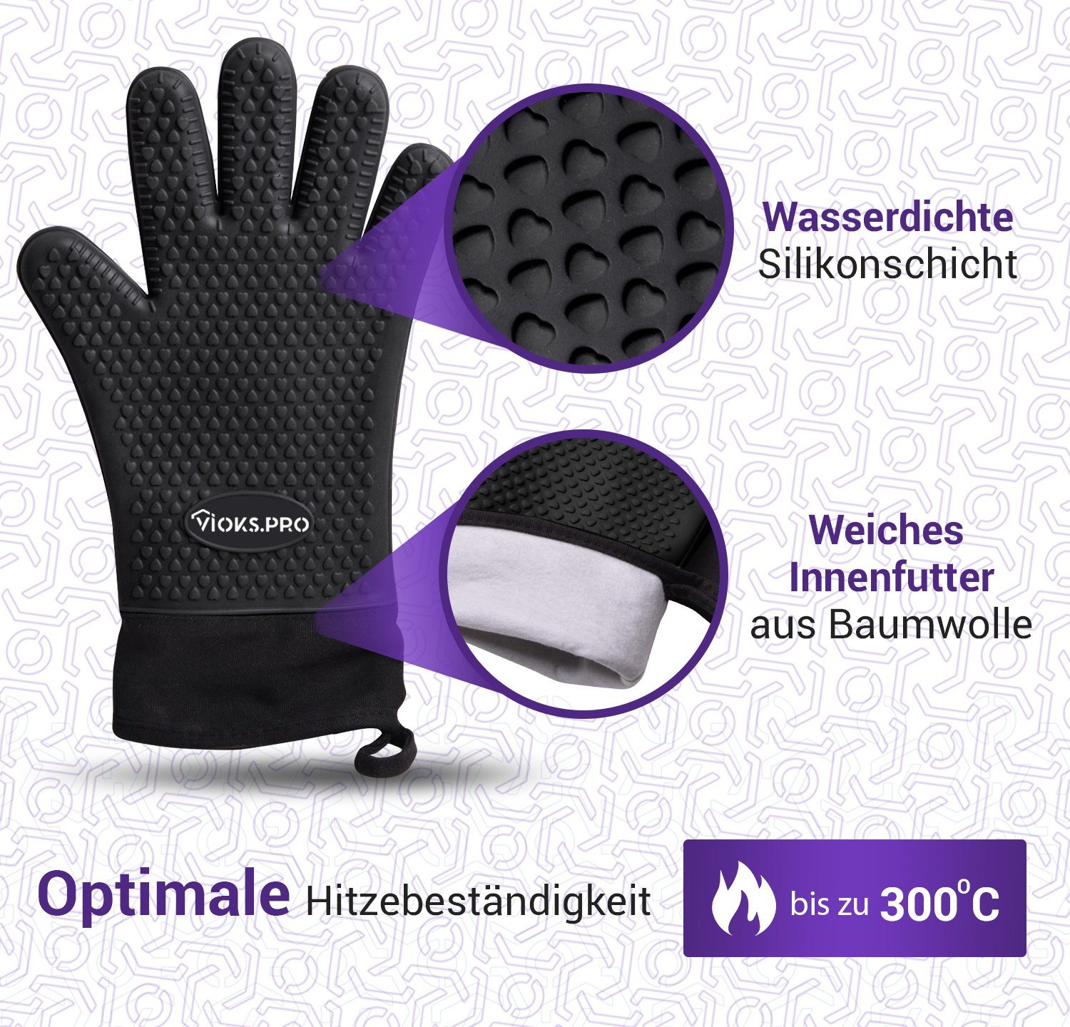 für hitzebeständige Grillgitter Bosch Ersatz / x + Backofenrost für Silikon, mm VIOKS Metall Backofen 00577170, 375 455 Grillhandschuhe 2