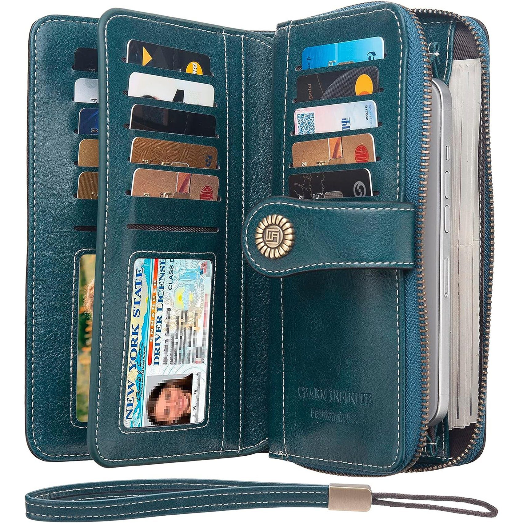 Wörleonline Geldbörse Damen Portemonnaie, Geldbeutel mit RFID-Schutz und vielen Fächern