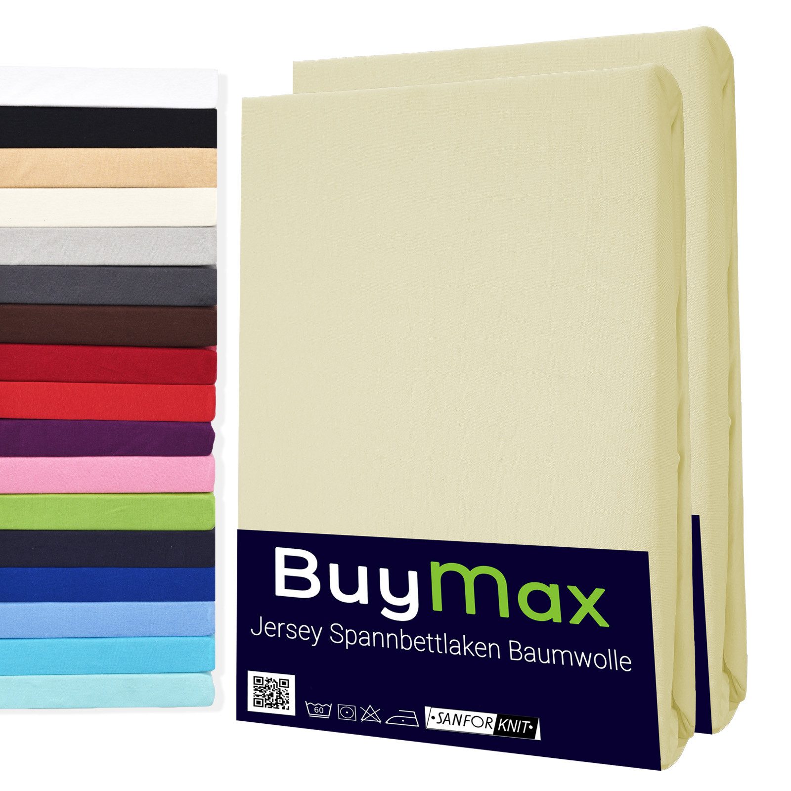 Buymax Spannbettlaken 2-er Set, Doppelpack, Bettlaken, Jersey 100% Baumwoll günstig online kaufen