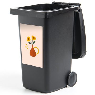 MuchoWow Wandsticker Vase - Mohn - Pastell (1 St), Mülleimer-aufkleber, Mülltonne, Sticker, Container, Abfalbehälter
