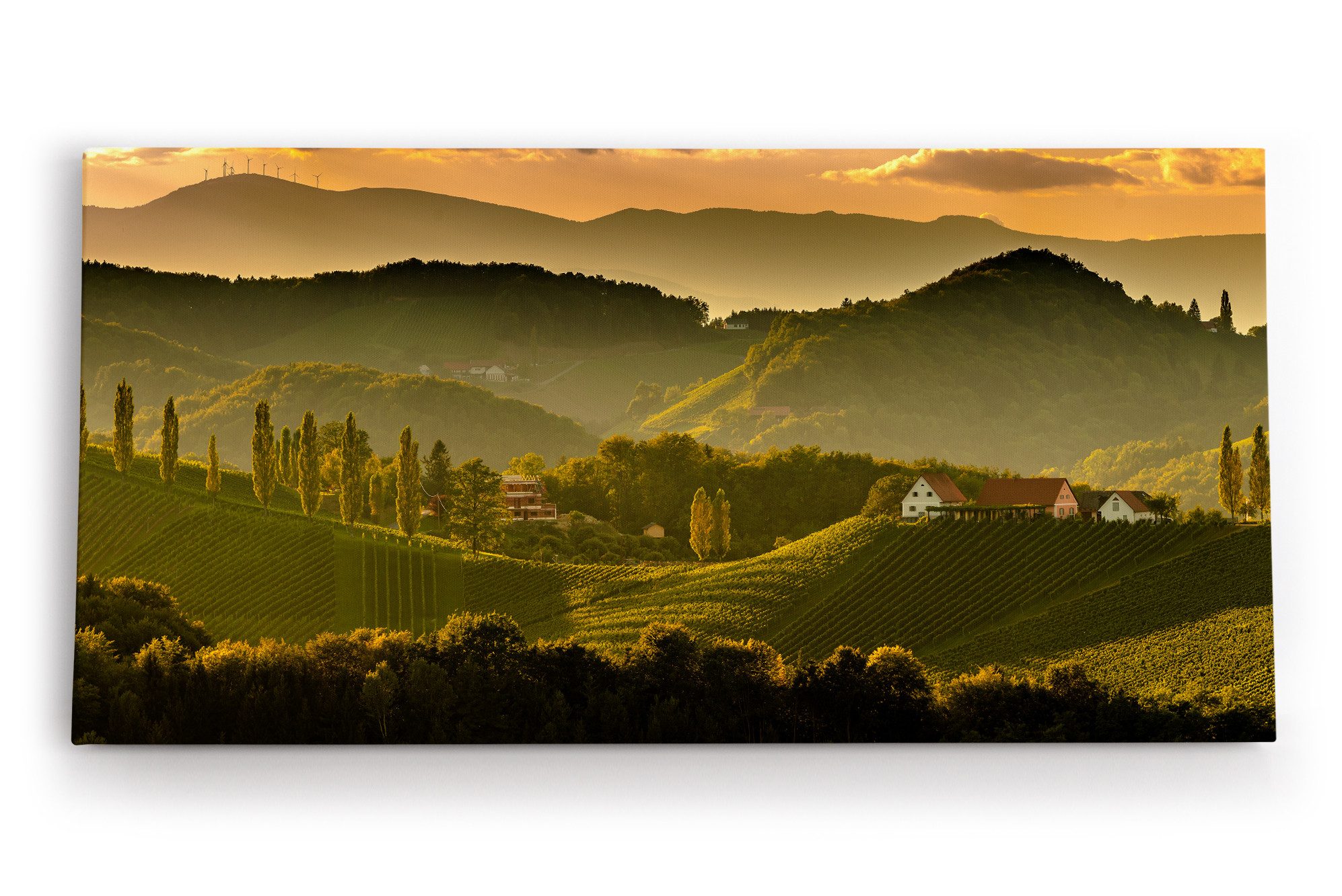 Leinwandbild Toskanische Landschaft Italien Hügel Sonnenuntergang