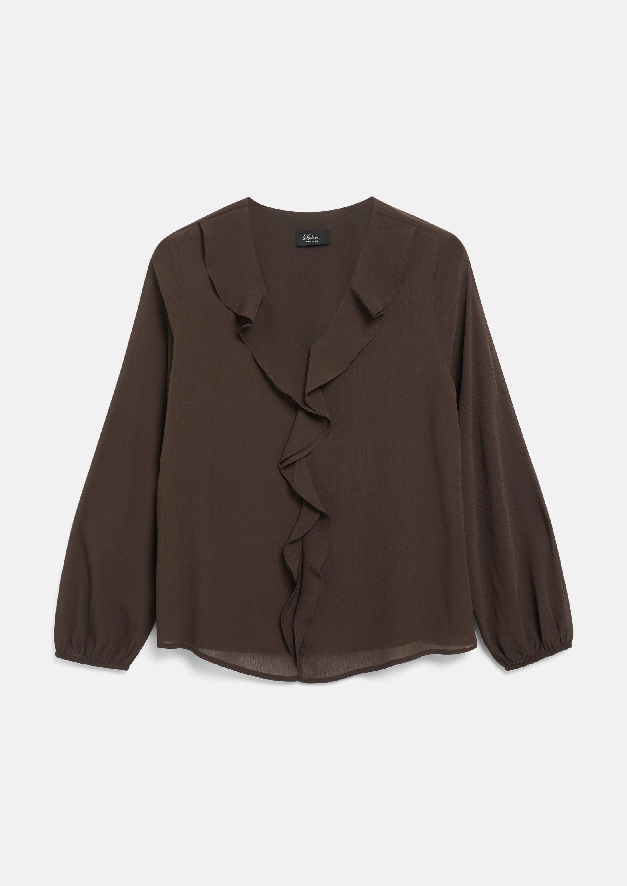 s.Oliver Langarmbluse Bluse Crêpe-Bluse mit Volants