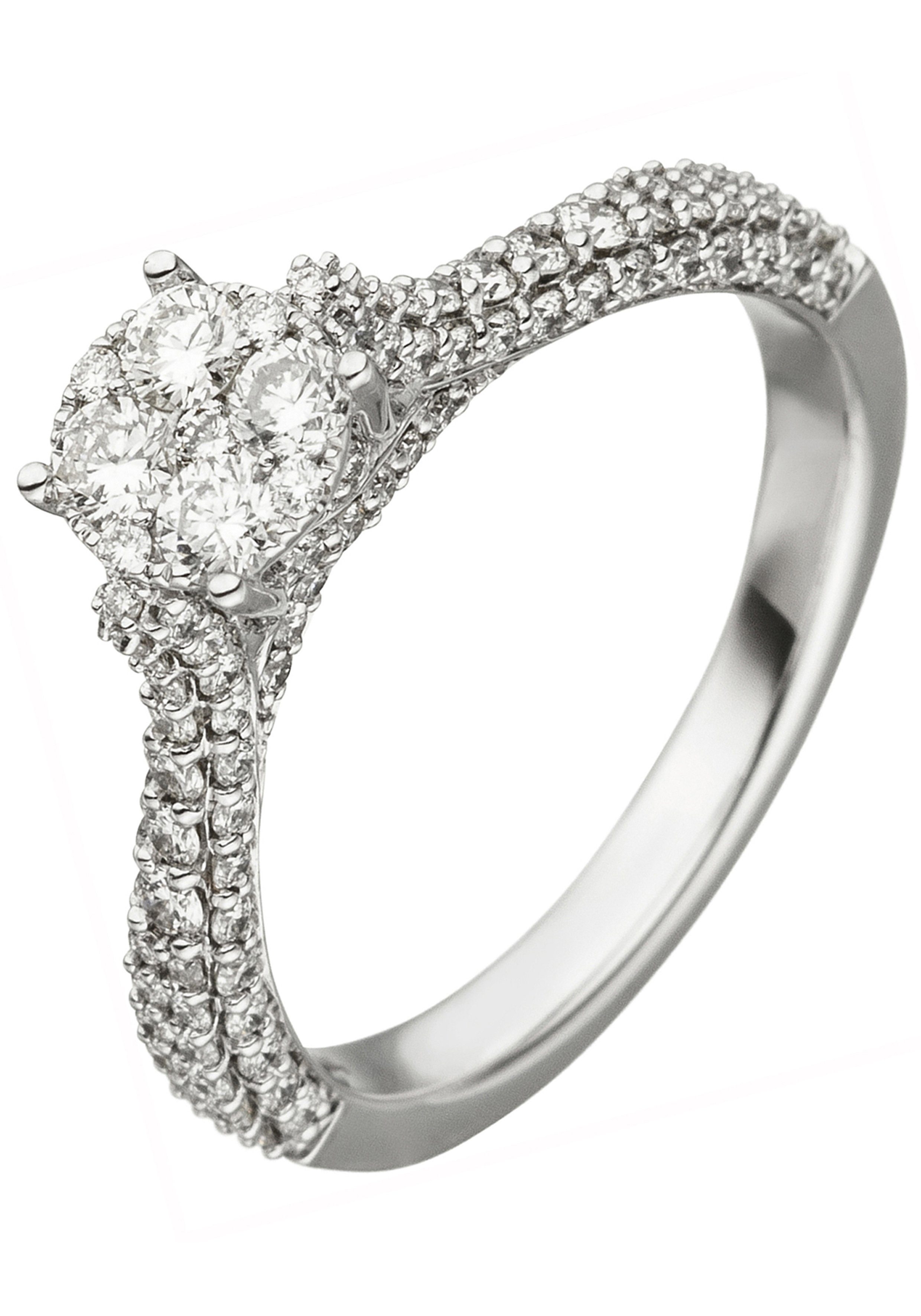 JOBO Diamantring Ring Weißgoldring, 585 Weißgold mit 119 Diamanten
